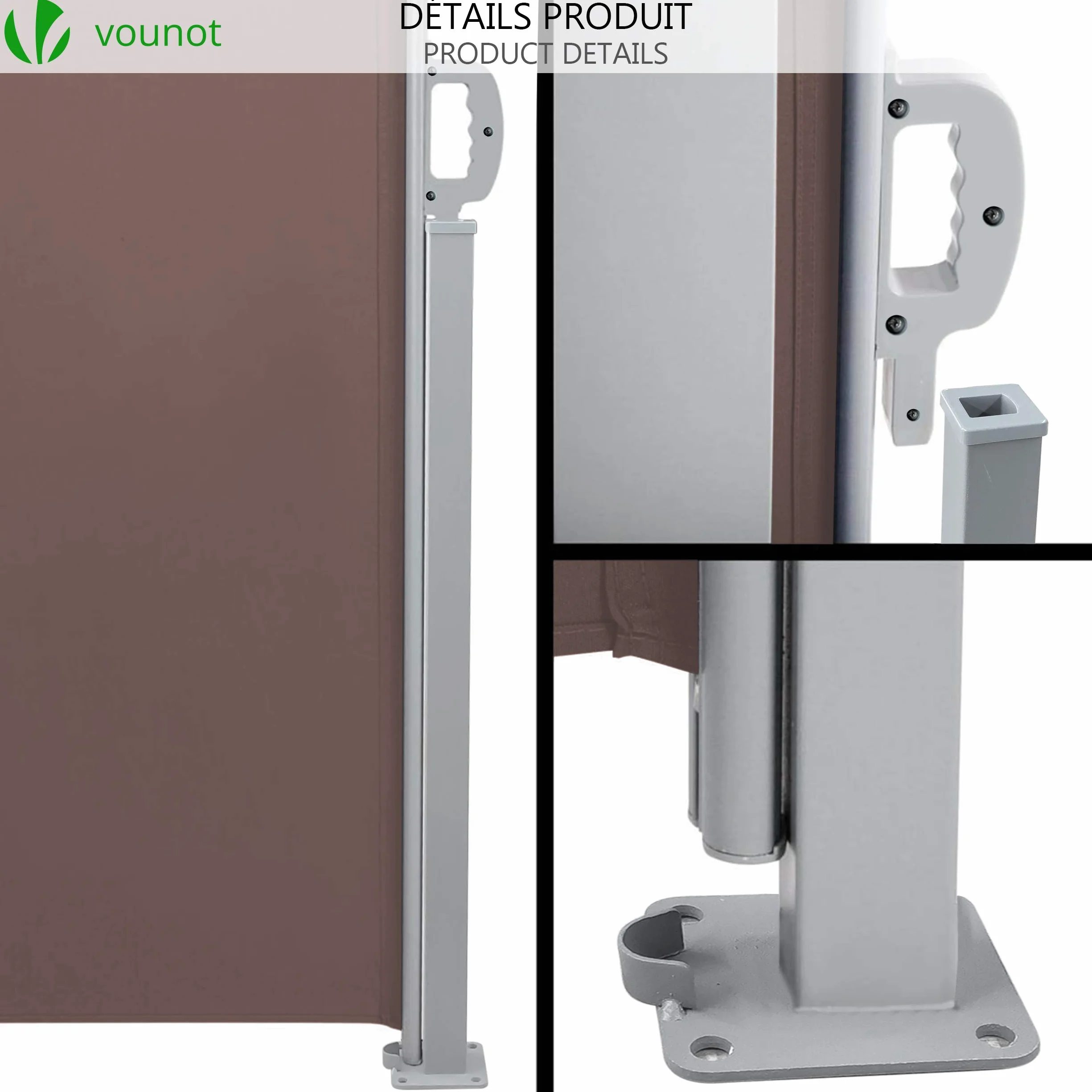 VOUNOT Tenda Paravento Laterale 140 x 300 cm Marrone Riavvolgibile Antivento Protezione Privacy Solare