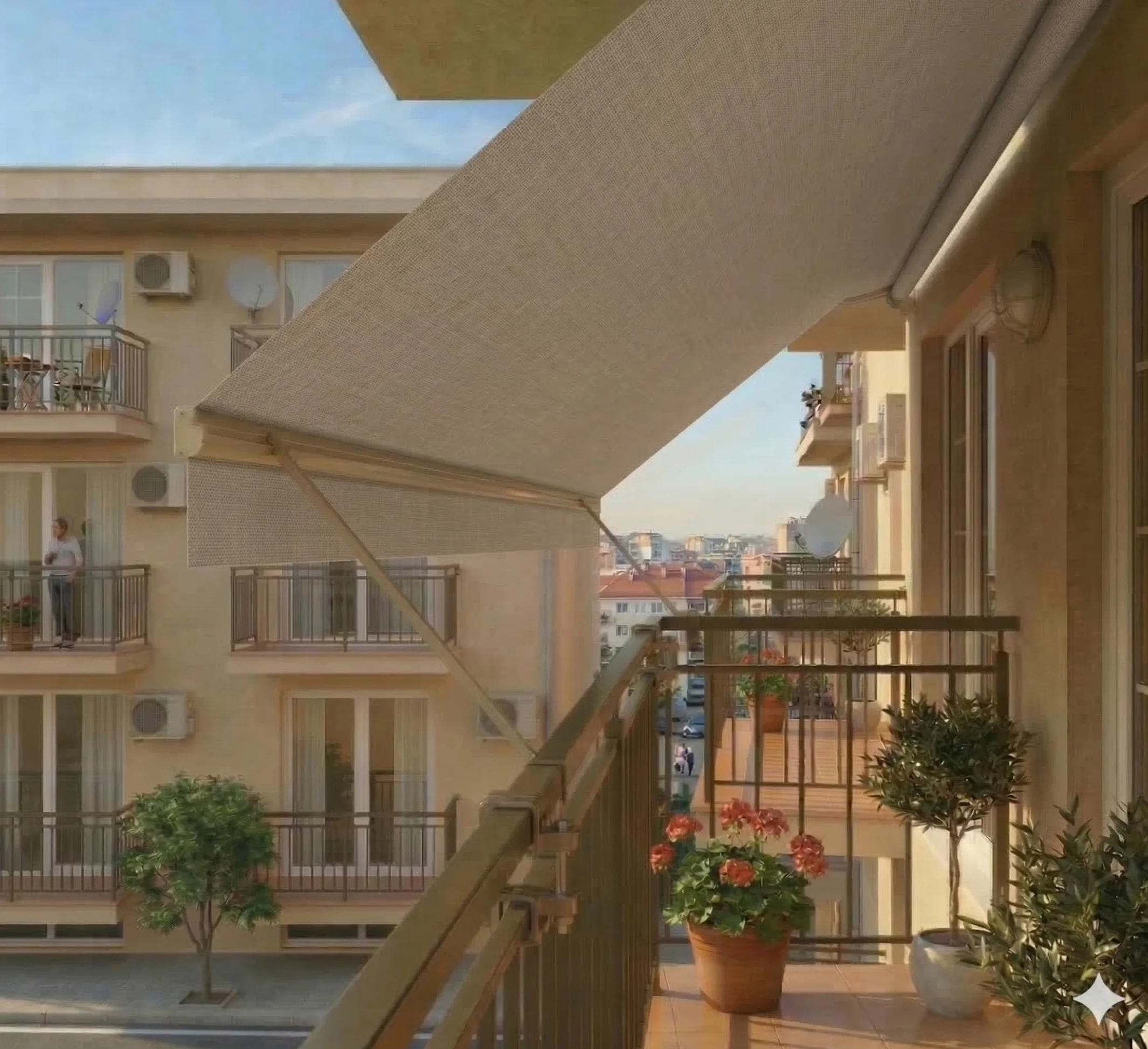 Aeffe Tenda da Sole a Caduta 300 x 250 cm Avvolgibile Estensibile Struttura Alluminio Tessuto 280gr/mq Beige