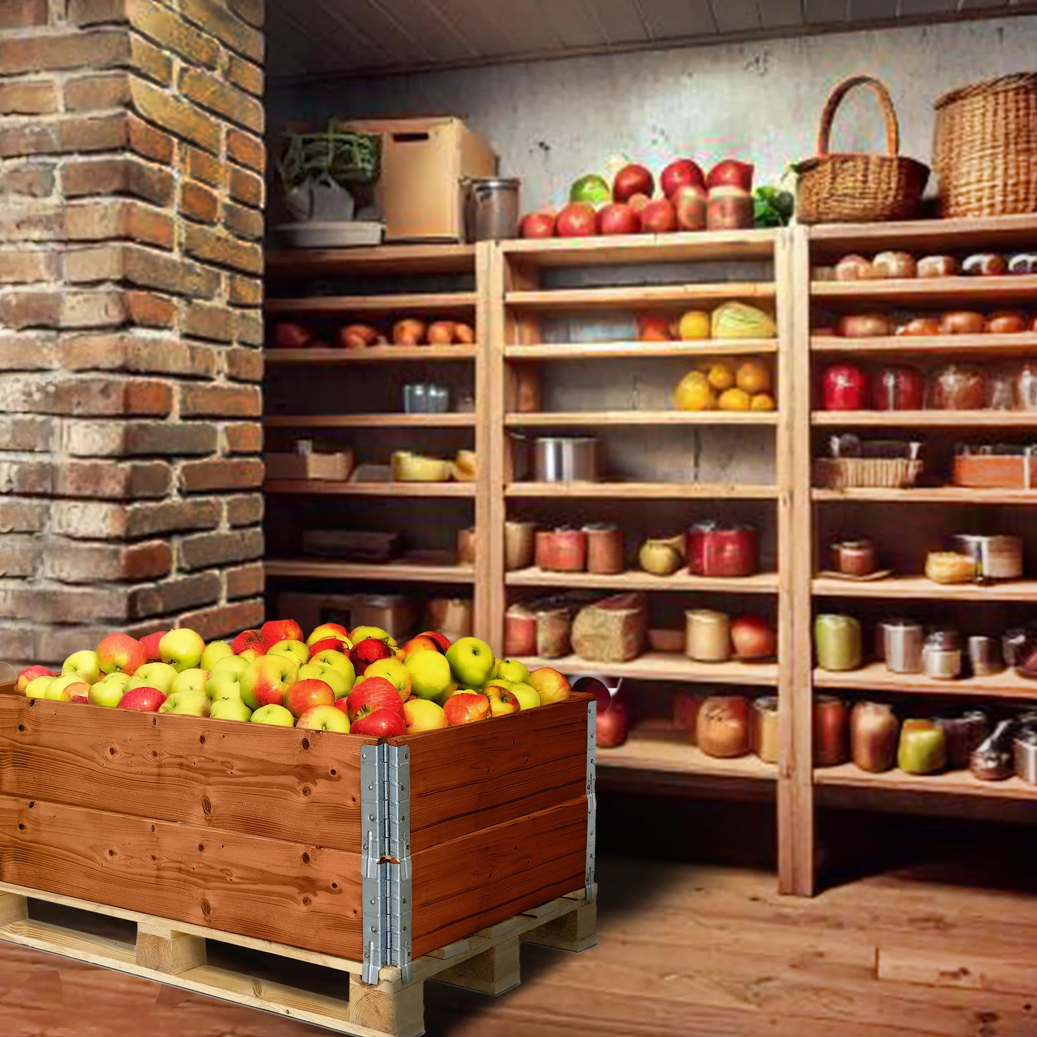 Garronda Telaio aggiuntivo in legno per pallet Cassa di stoccaggio Rialzo Naturale 3 Pezzi