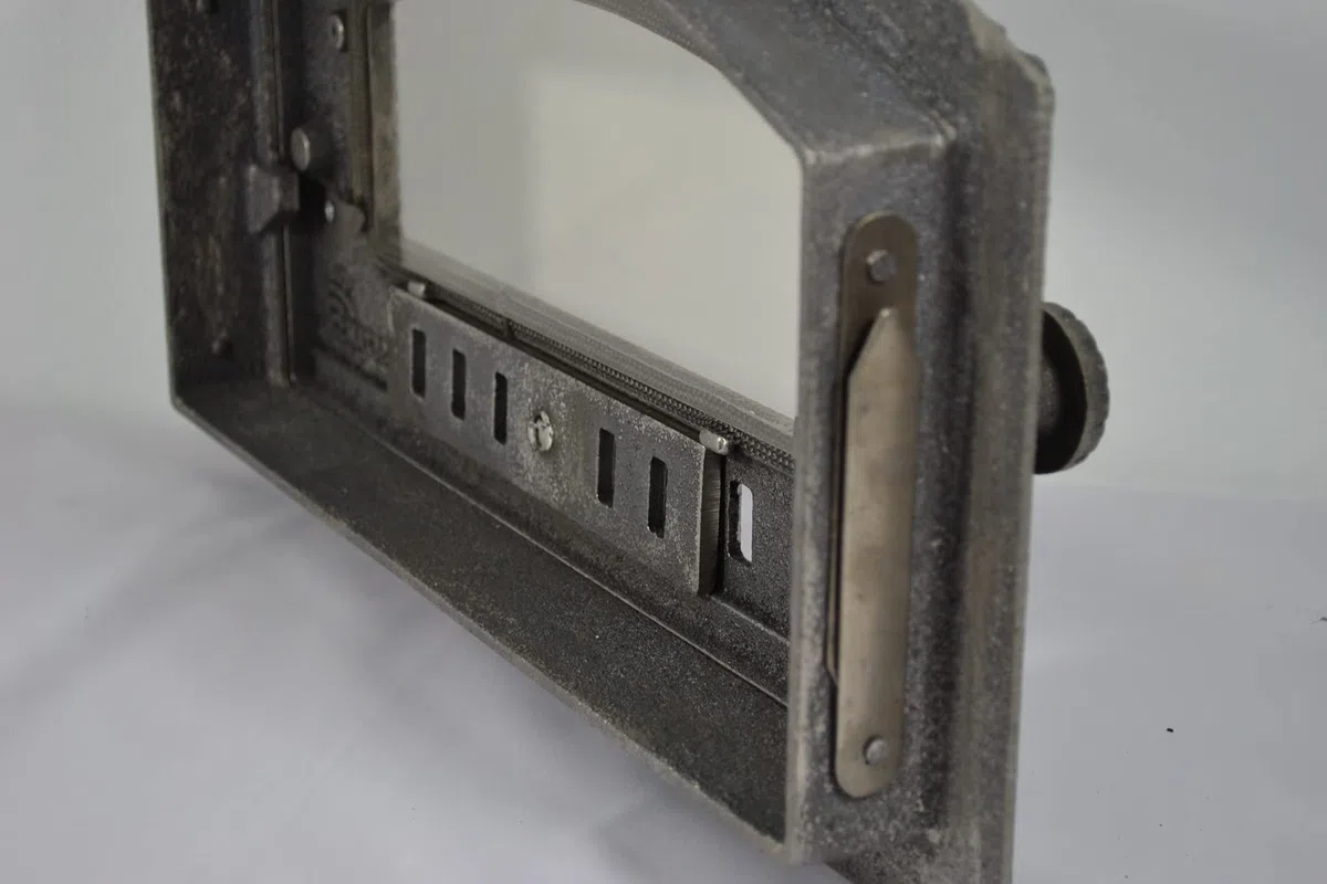 SEZAM Porta del Forno in Ghisa con Vetro Resistente al Calore 48,5 x 6,5 x 27,5 cm Apertura a Destra