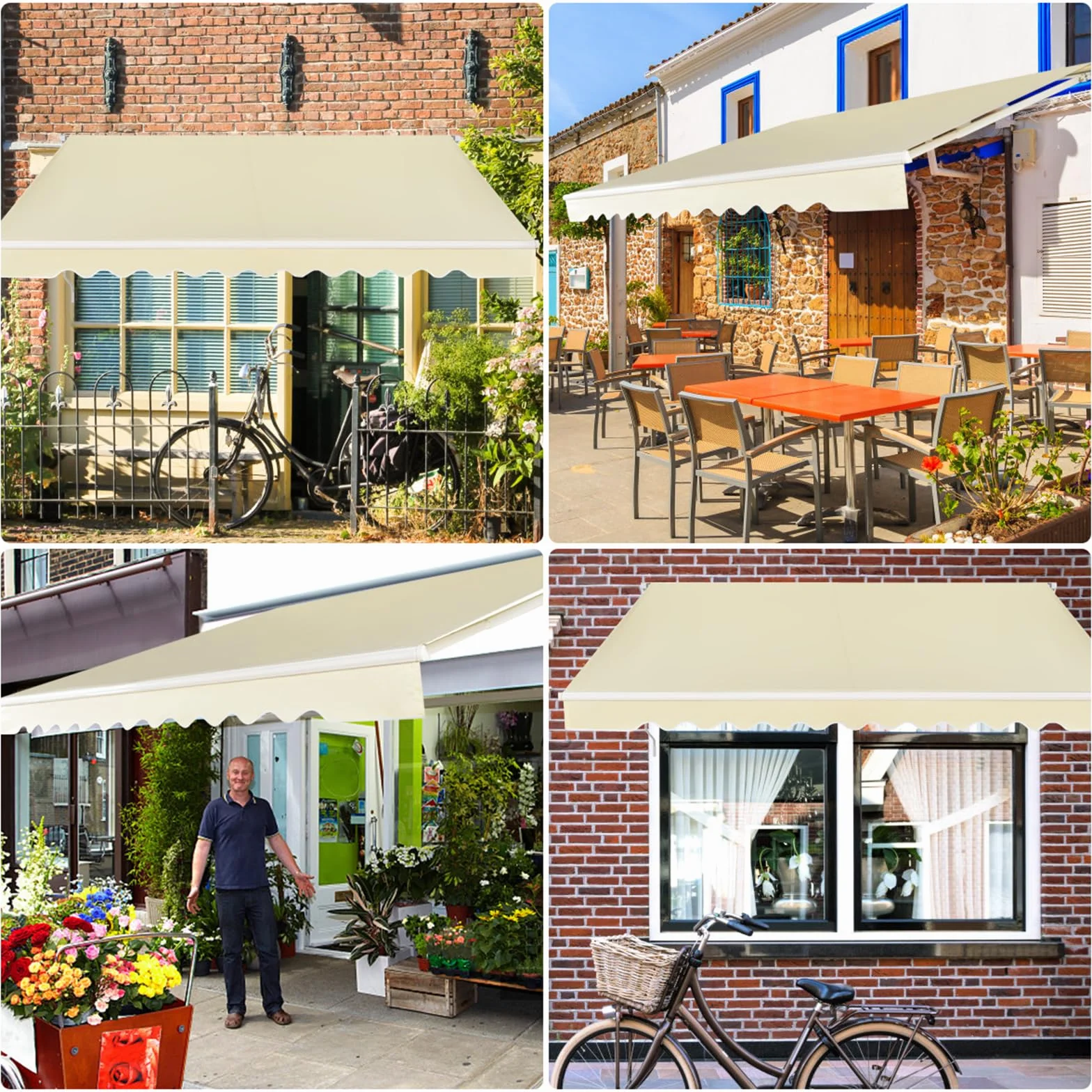 COSTWAY Tenda da Sole per Esterno Avvolgibile 3,6 x 3 M, Bracci Estensibili in Alluminio, Resistente al Sole e Impermeabile, Beige