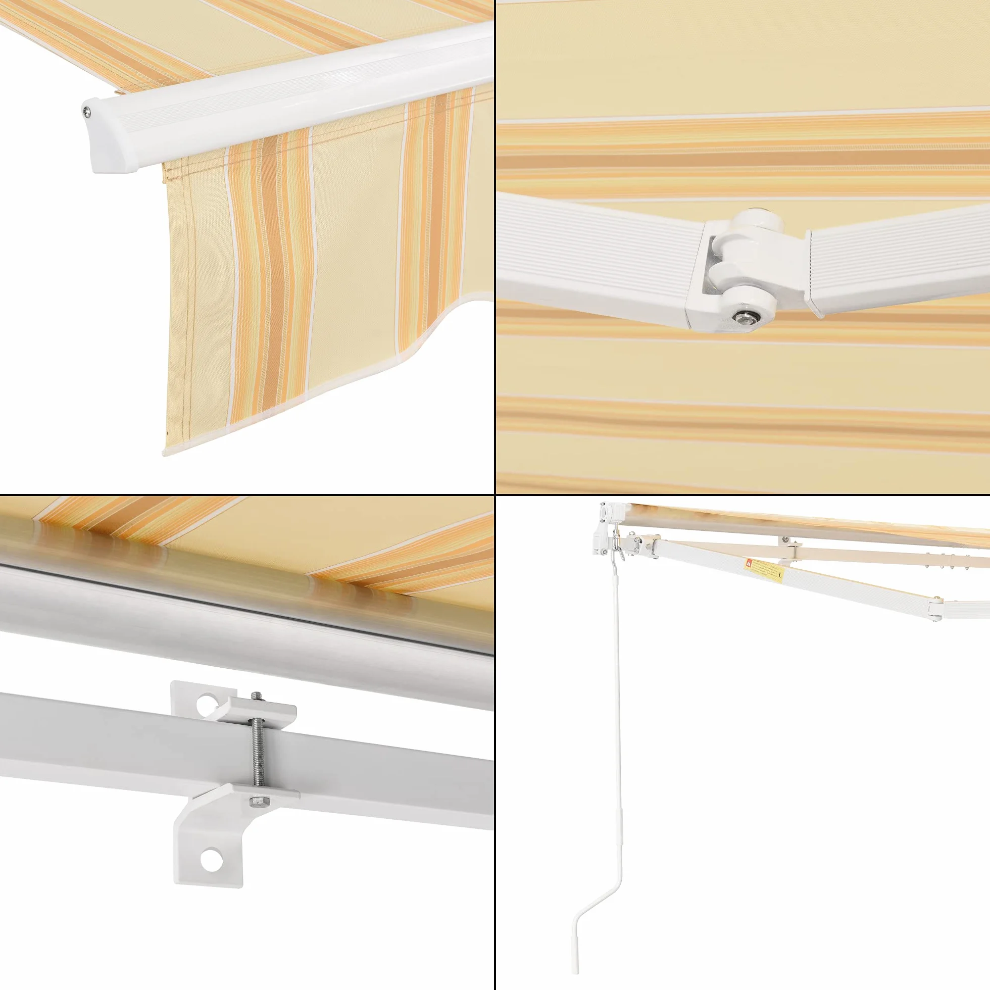 Tenda da Sole a Muro con Bracci Estensibili 300x250 cm Protezione UV Balconi Terrazze Giallo/Bianco