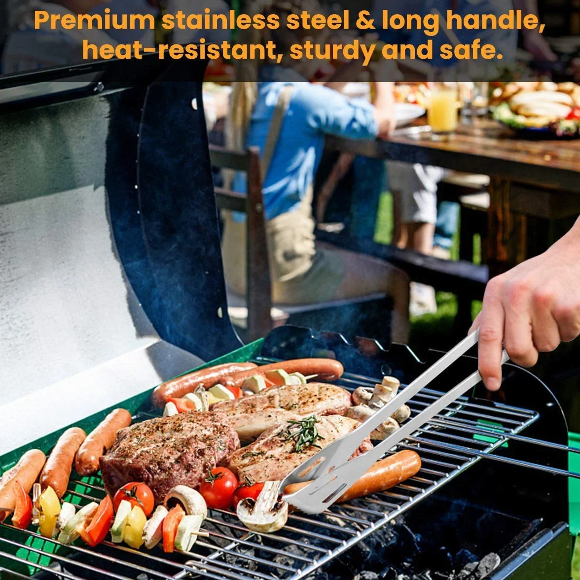 Set 9 pezzi Utensili barbecue+Guanti da Barbecue,Acciaio Inox Set Di Attrezzi,Guanti da forno Doppio Resistente al Calore - 1472 ° F / 800 ° C,per Barbecue, Grigliate, Cottura al forno, Camino