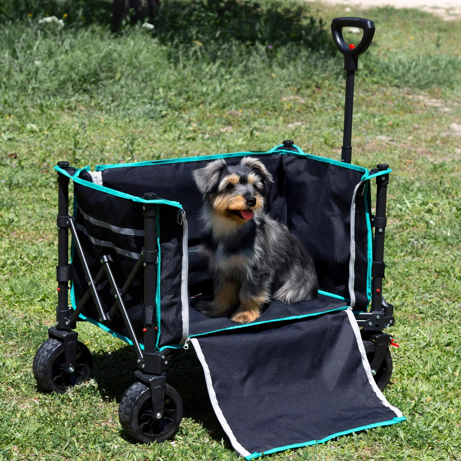 AKTIVE Carrello pieghevole da spiaggia ruote fuoristrada 60 kg acciaio poliestere 70x45x95 cm
