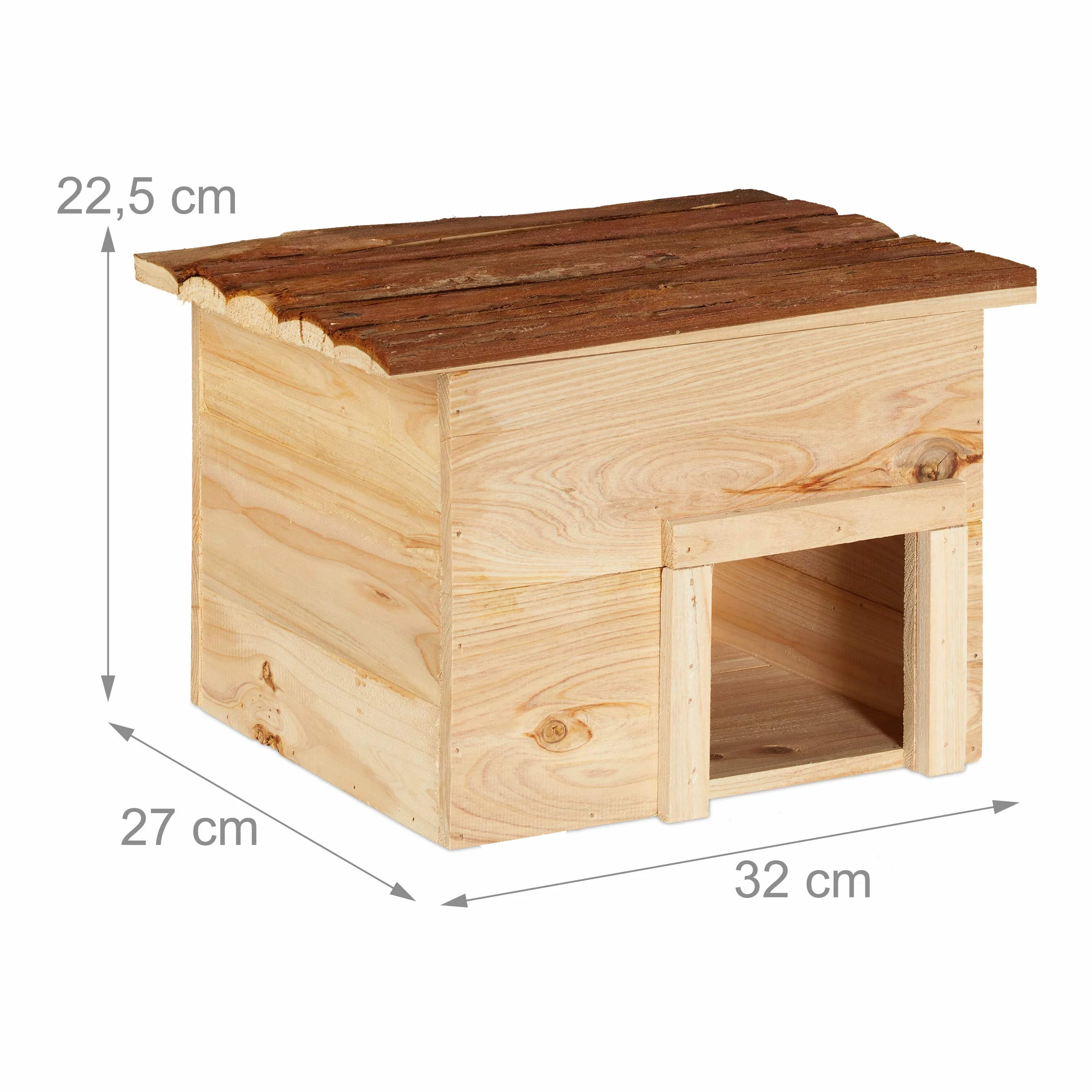 Relaxdays Casetta per Ricci per il Giardino, Rifugio Invernale, Porcospini Selvatici, Legno Abete.22,5x32x27 cm,naturale