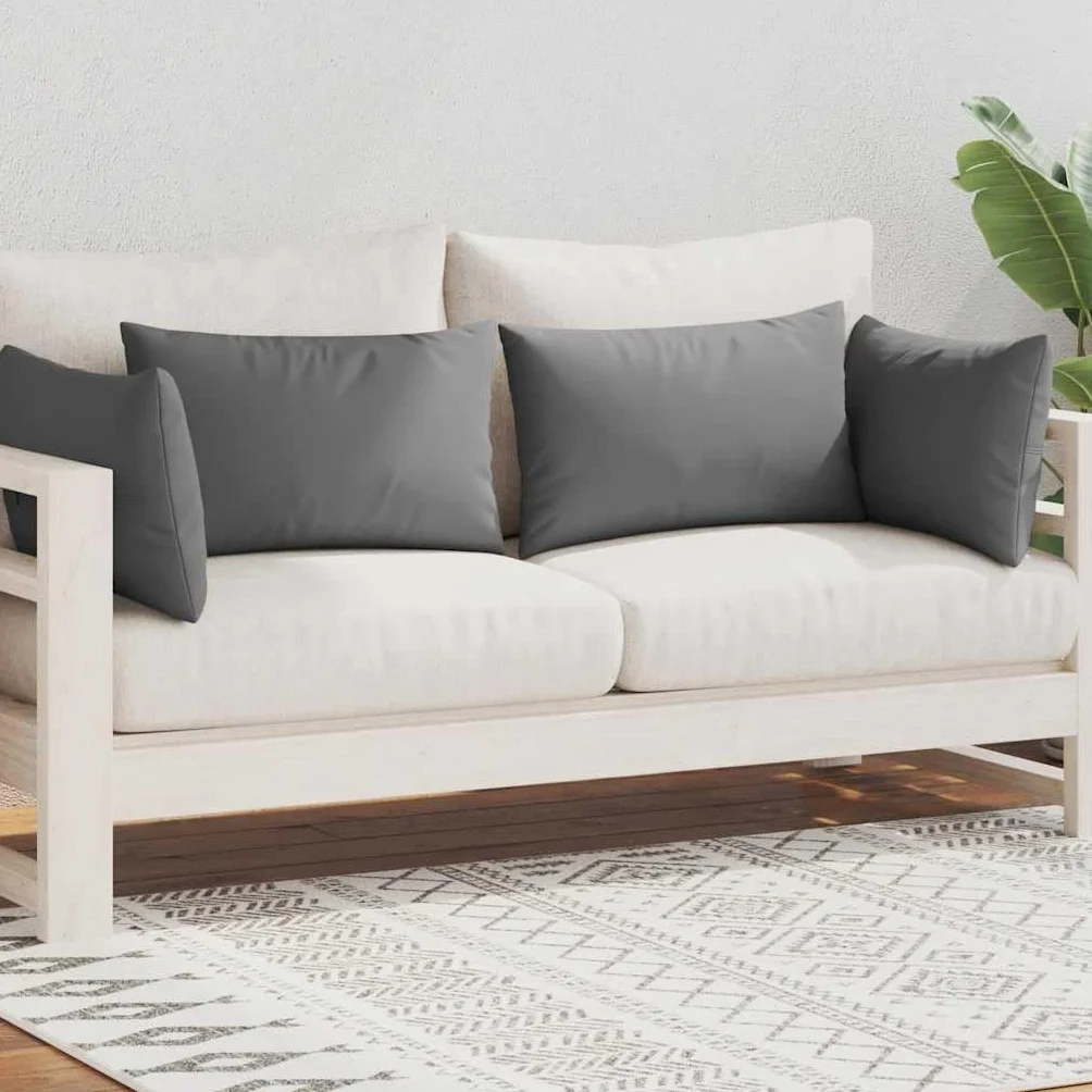 vidaXL 4X Cuscini da Esterno Guanciali Decorativi da Giardino Robusti Resistenti per Sedie Divani con Cerniera in Poliestere 60x40 cm Grigi