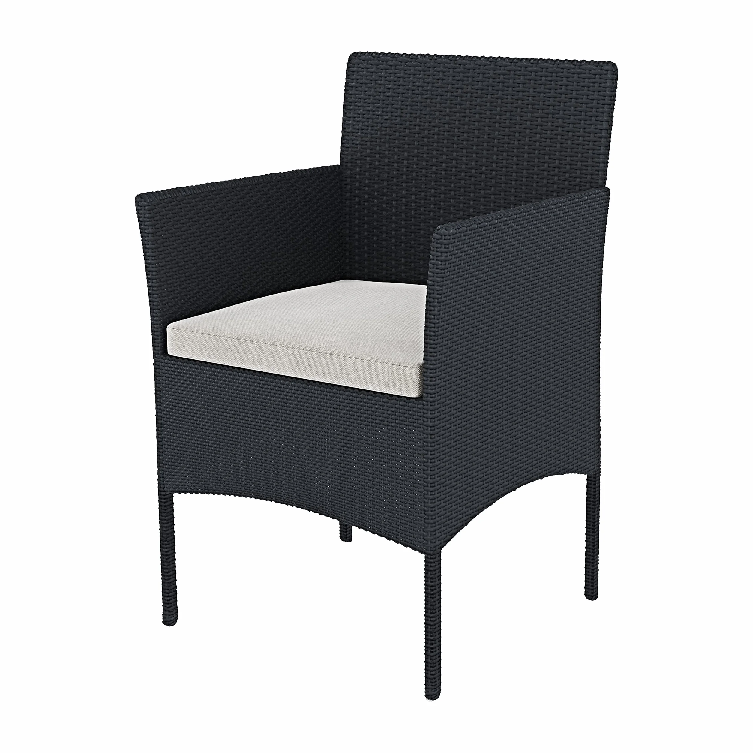 Arreditaly Set Di Mobili da Giardino in Rattan 4 Posti con Tavolino Vetro Cuscini Sfoderabili (Black)