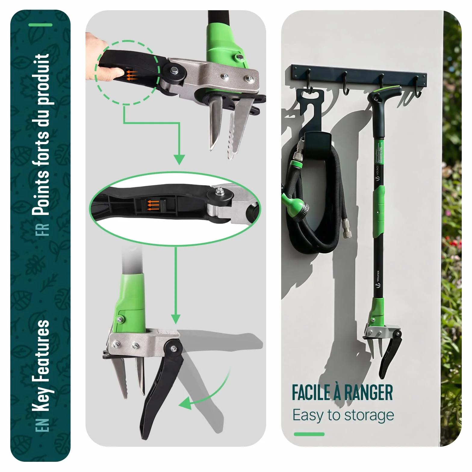 VOUNOT® Estrattore Manuale Erbacce con Artigli Acciaio Inox e Pedale, Estirpatore in Piedi Diserbante Erbacce Sarchiatore Attrezzi da Giardino, Strumento Diserbatrice Manuale Prato Manico Lungo 100cm