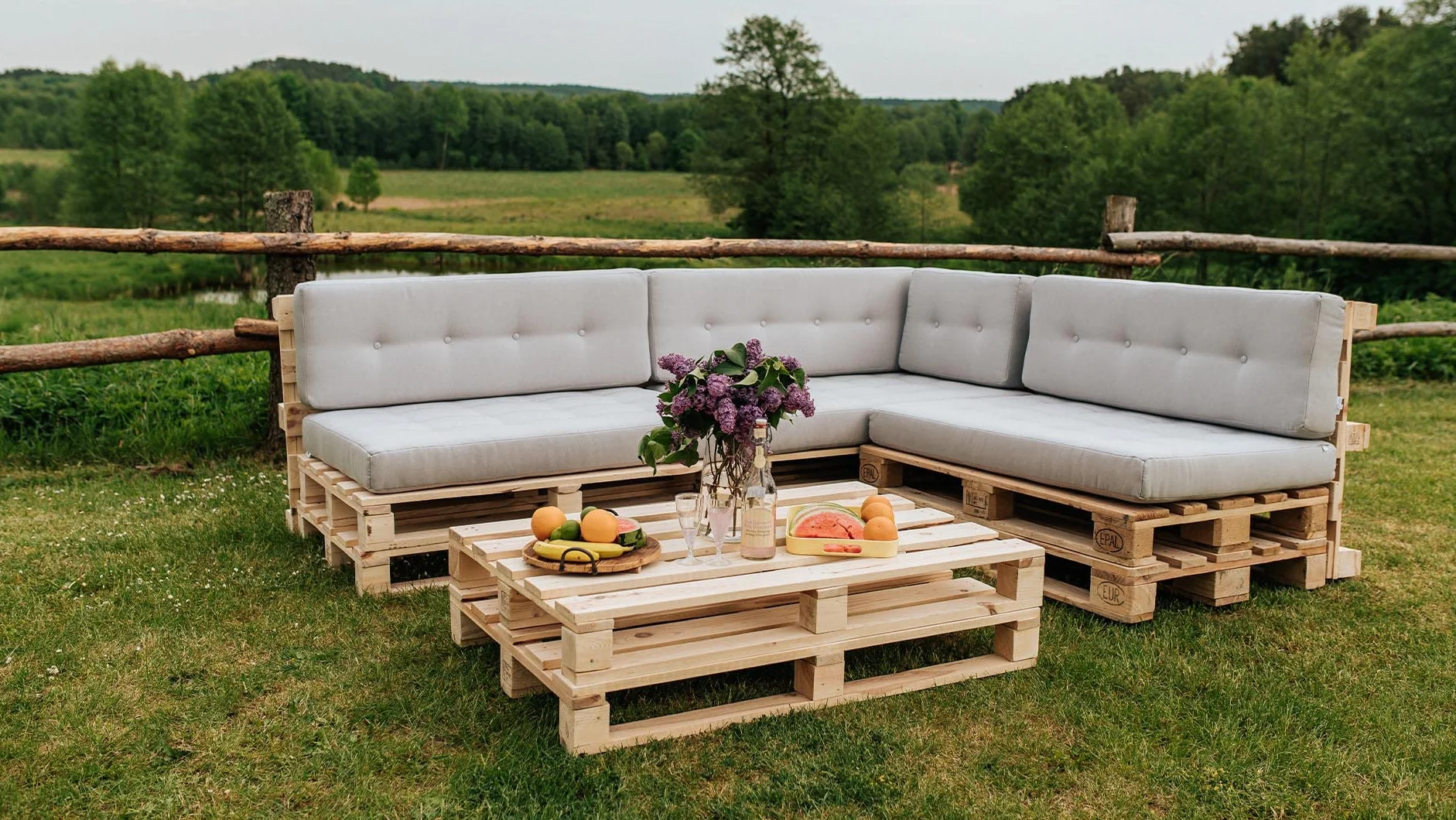 Gutekissen® Cuscini per pallet Cuscini trapuntati con bottoni, Cuscini per pallet trapuntato PFG 2xSet (Cuscino di seduta 120x80 +Schienale 120x40), Navy Blau