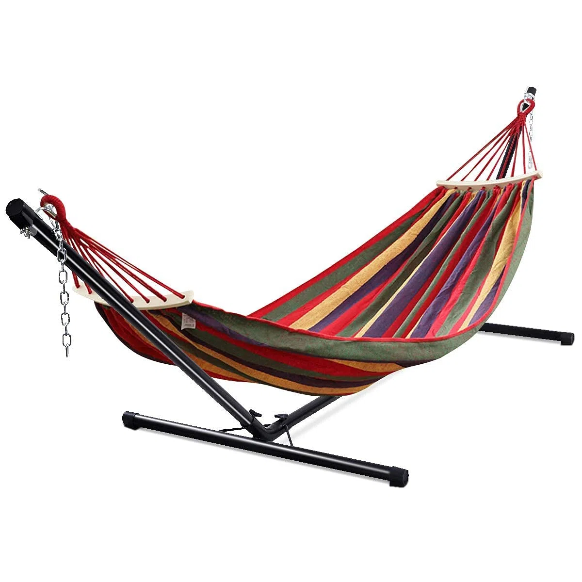 RELAX4LIFE Supporto per Amaca in Ferro, Base per Amaca Regolabile, per Arredo Giardino, Terrazzo, Balcone, Da Campeggio (Modello 2)