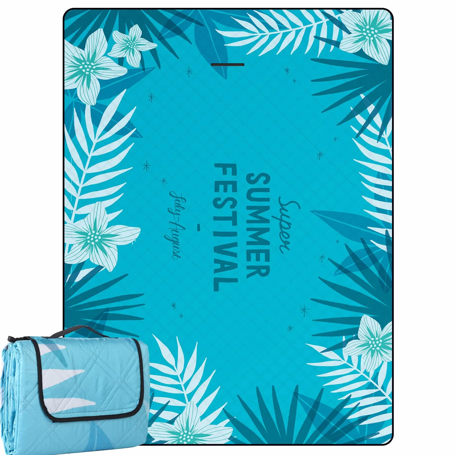 DEWUR Coperta da Picnic Impermeabile Lavabile Sandfrei XXL 300x200cm Blu