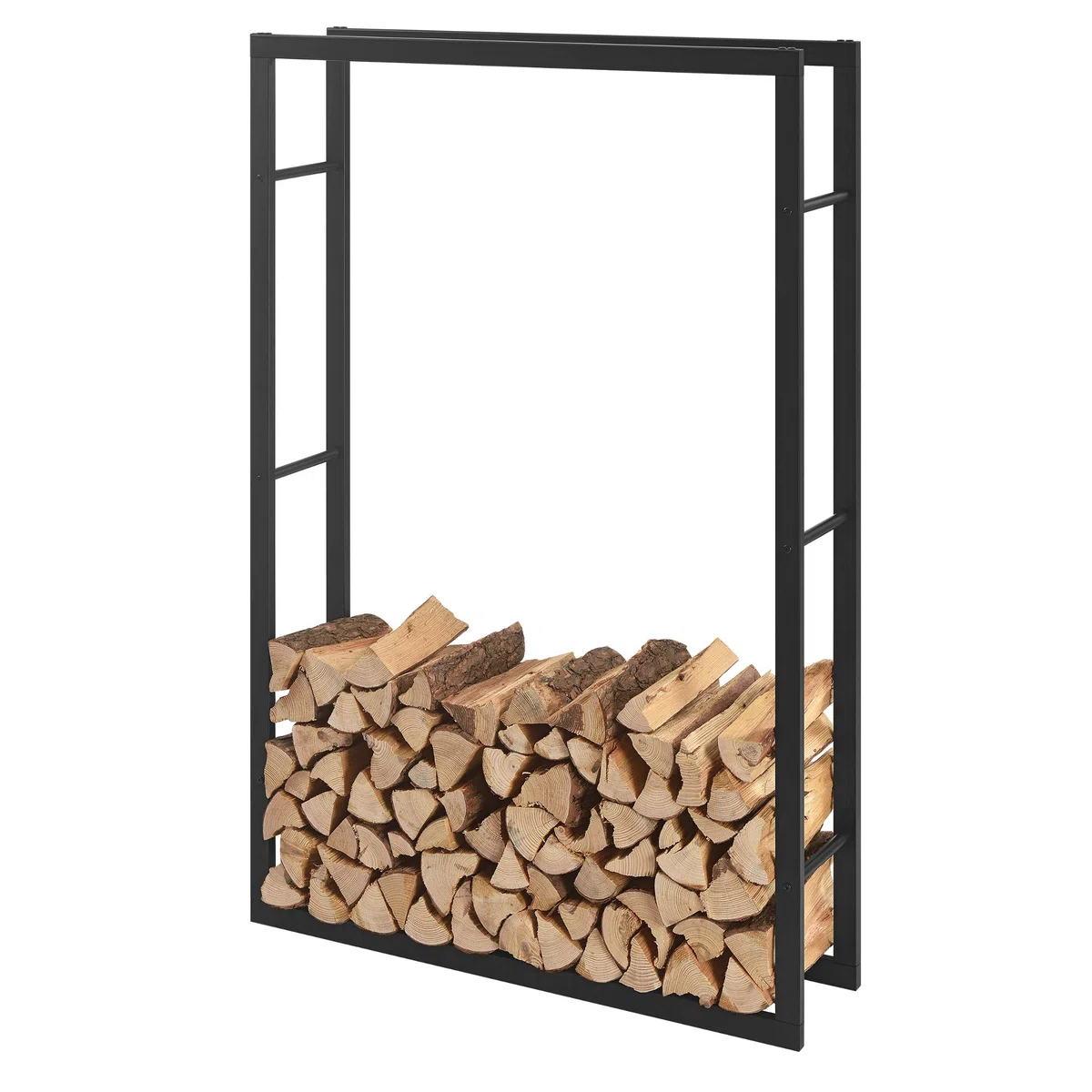 Portalegna in Acciaio 100x25x150 cm Nero Supporto Tronchi da Legnaia