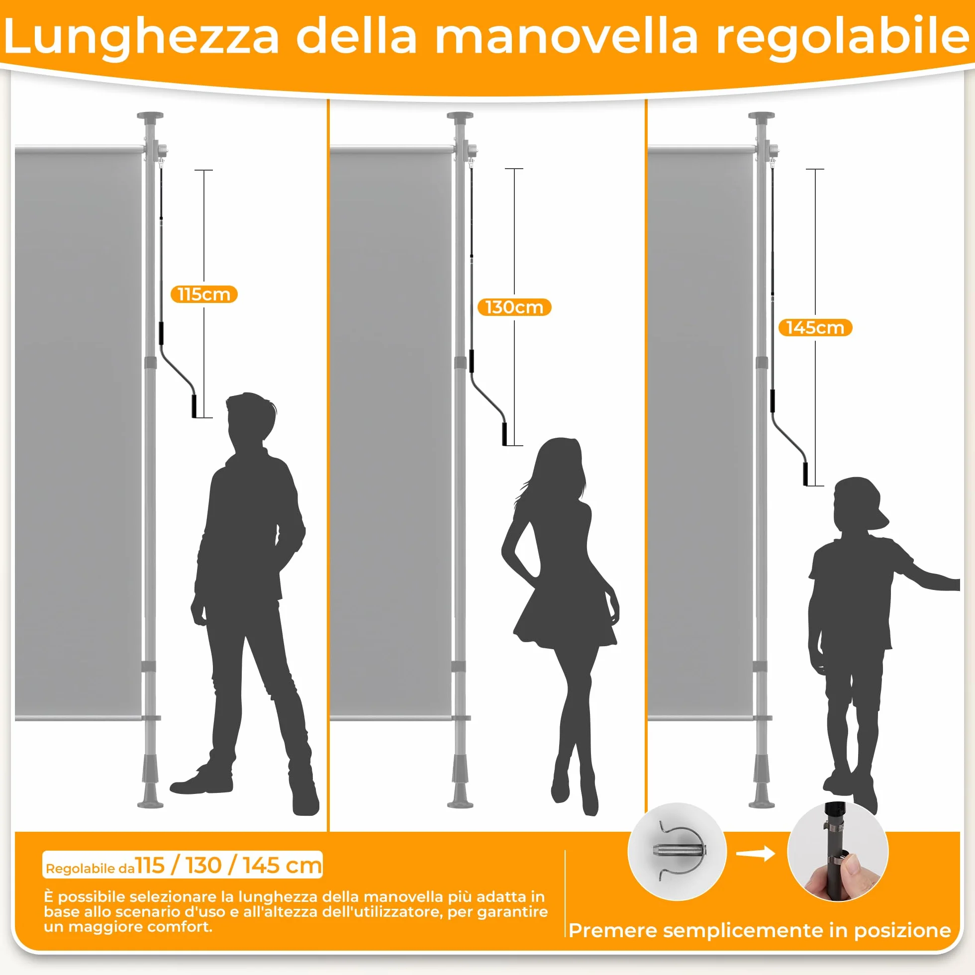 HOMEDEMO Tenda da Sole Verticale Regolabile 200x(220-310) cm Antracite Impermeabile Anti-UV