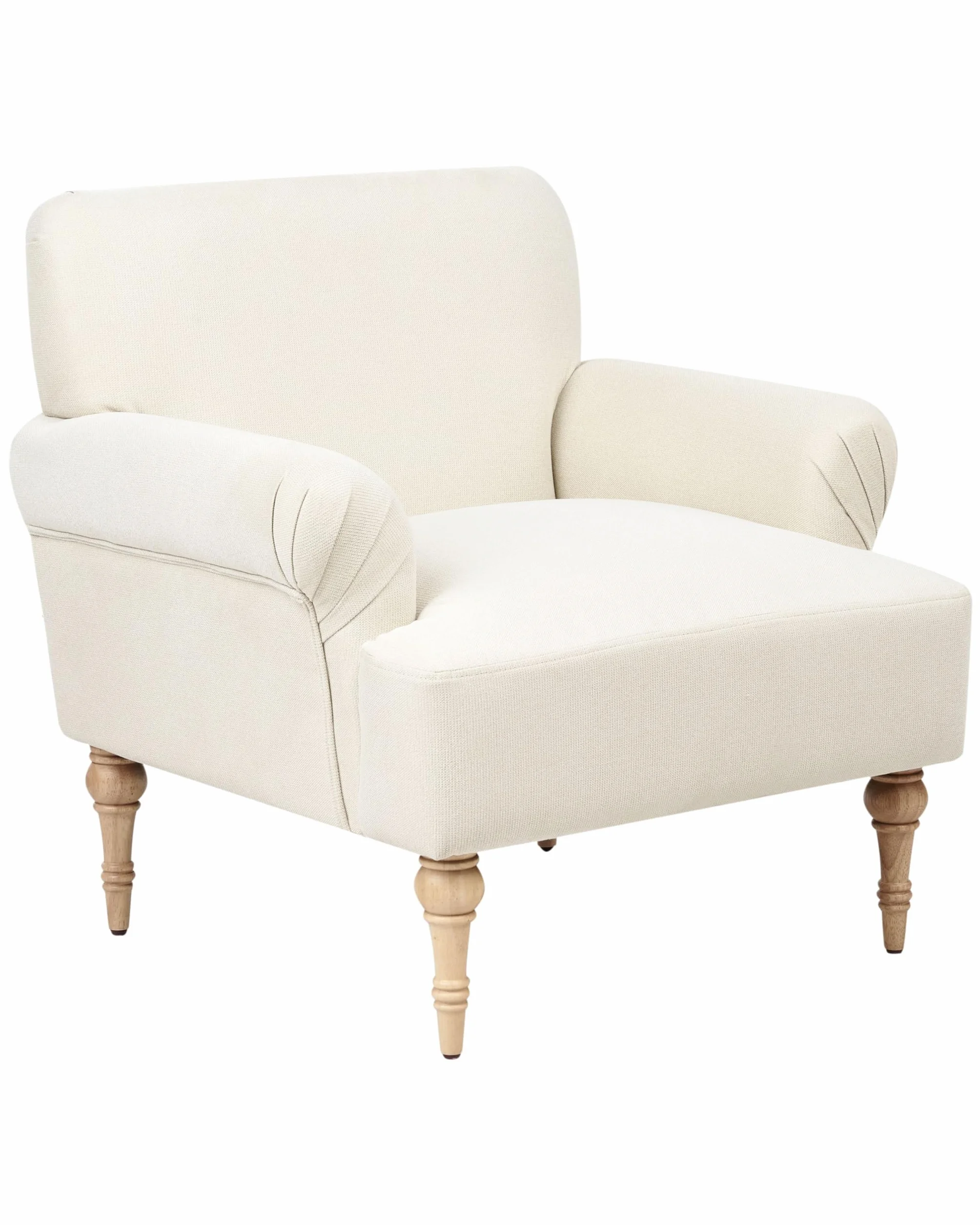Beliani Poltrona in tessuto Poliestere idrorepellente Seduta spessa Gambe in legno di gomma Beige chiaro
