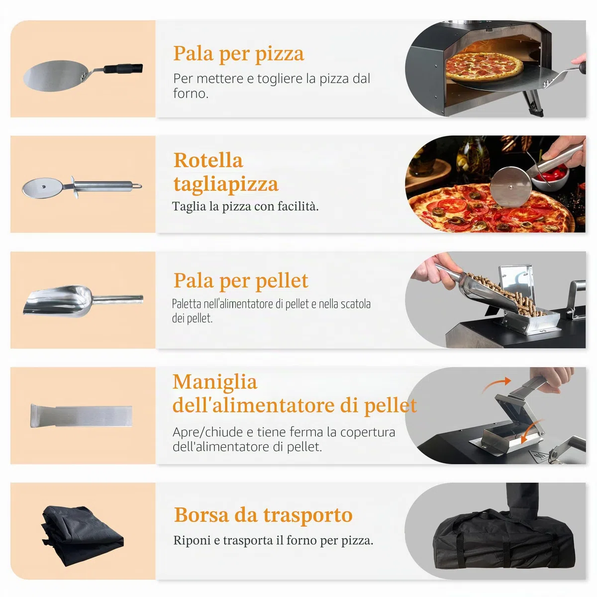KitchenBoss Forno per Pizza da Esterno in Acciaio Inox 12'' con Pietra per Pizza a Legna