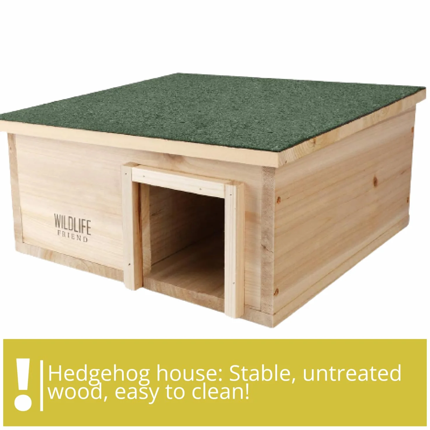 WILDLIFE FRIEND | Casetta per Riccio da Esterno – Ampia e Resistente alle Intemperie - A Prova di Gatti e Altri Animali per Proteggere i Ricci – Realizzata in Legno – 40x40x19 cm