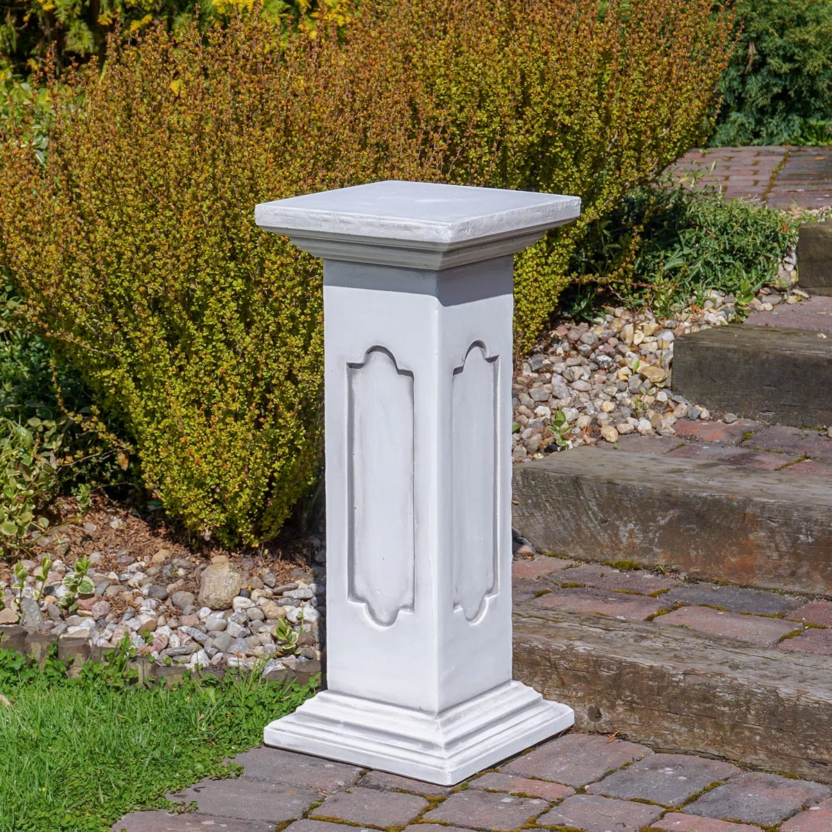 Podio con rilievi in grès per esterni base in pietra 82 cm 34x34 cm 70 kg grigio resistente al gelo
