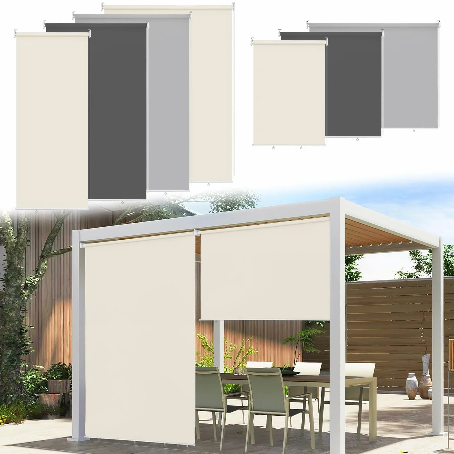 Tenda da sole verticale per esterni 180 x 240 cm ombreggiatura privacy balcone beige