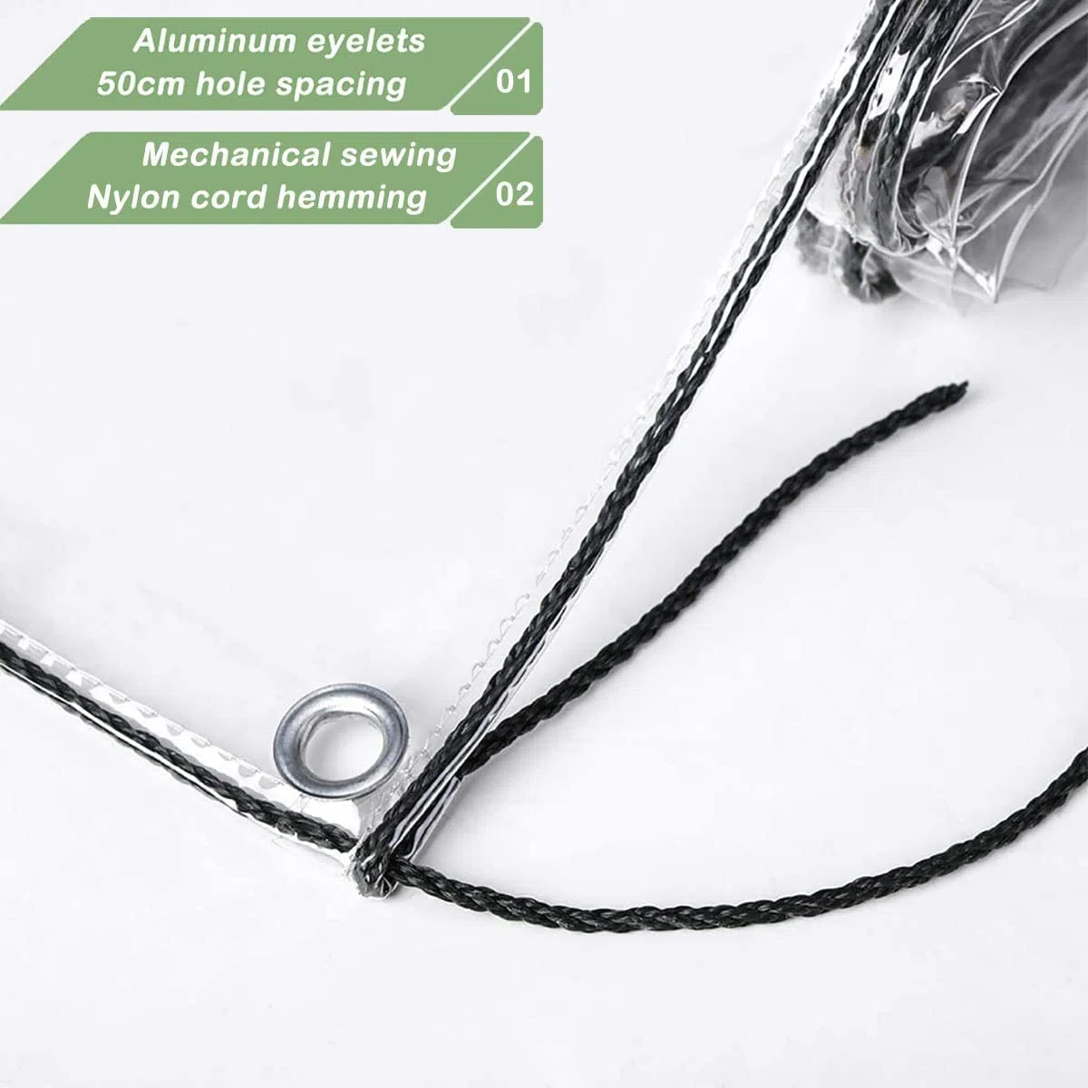 Telone Trasparente Impermeabile con Occhiellato, 0.3mm Antistrappo Antipioggia Telone in PVC, Coprire da Esterno Proteggere per Balcone, Gazebo, Serra, Giardino Mobili, 400g/m²