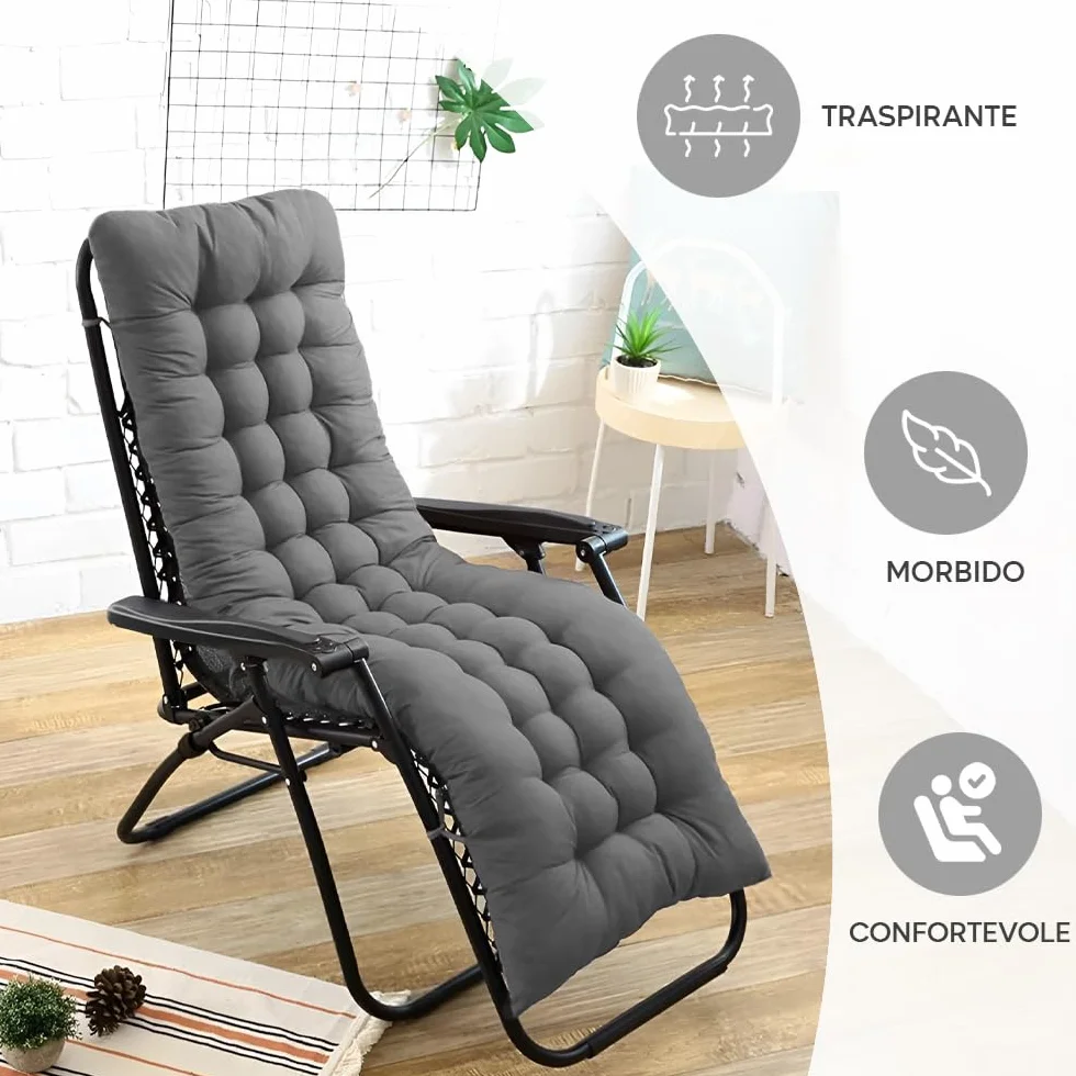 Mediawave Store - Sedia Sdraio Gravità Zero, Sedia Pieghevole con Cuscino Imbottito, Sedia con Schienale Reclinabile, Sedia Giardino, Acciaio, Textilene, Richiudibile, Sedia Gravity (1, Grigio)