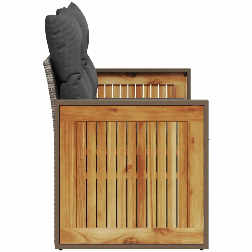 IKAYAA Divanetto da Esterno 2 Posti con Contenitore Divano da Giardino Salotto da Giardino in Polyrattan con Cuscini per Seduta e Schienale-Grigio-con Contenitore
