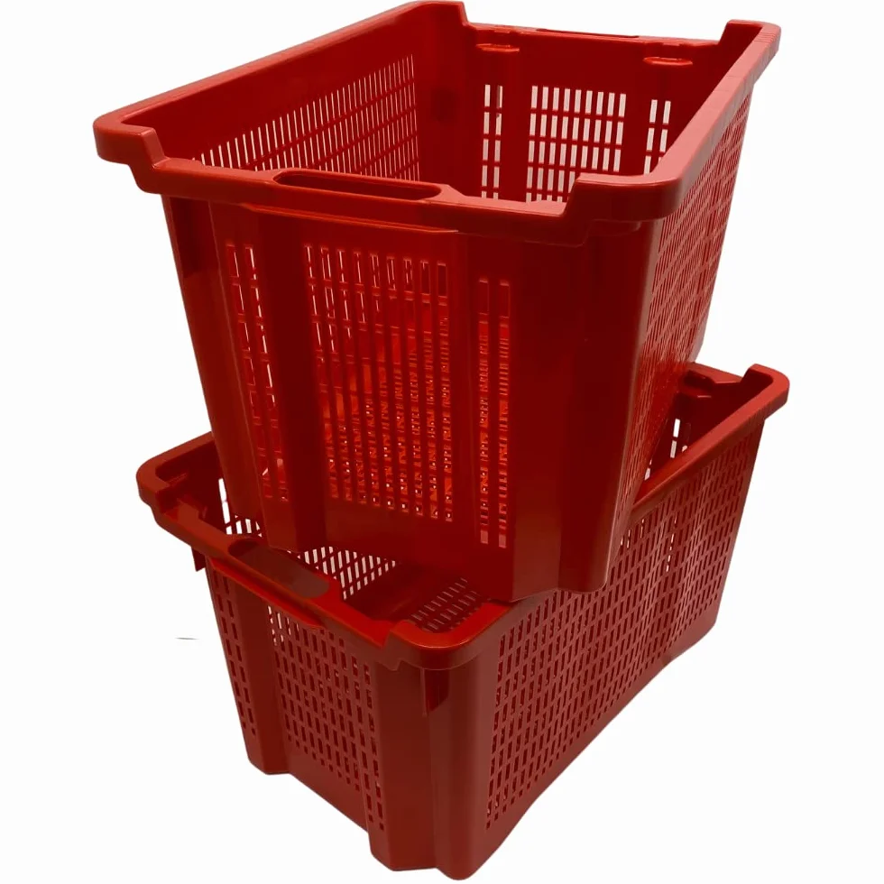 acquaverde | 10 Cassette Agricole con Fondo Traforato in Plastica 40 Litri (30 kg), Cesta per Raccolta Olive, Impilabili e Sovrapponibili, Con Manici, cm. 56x35x31