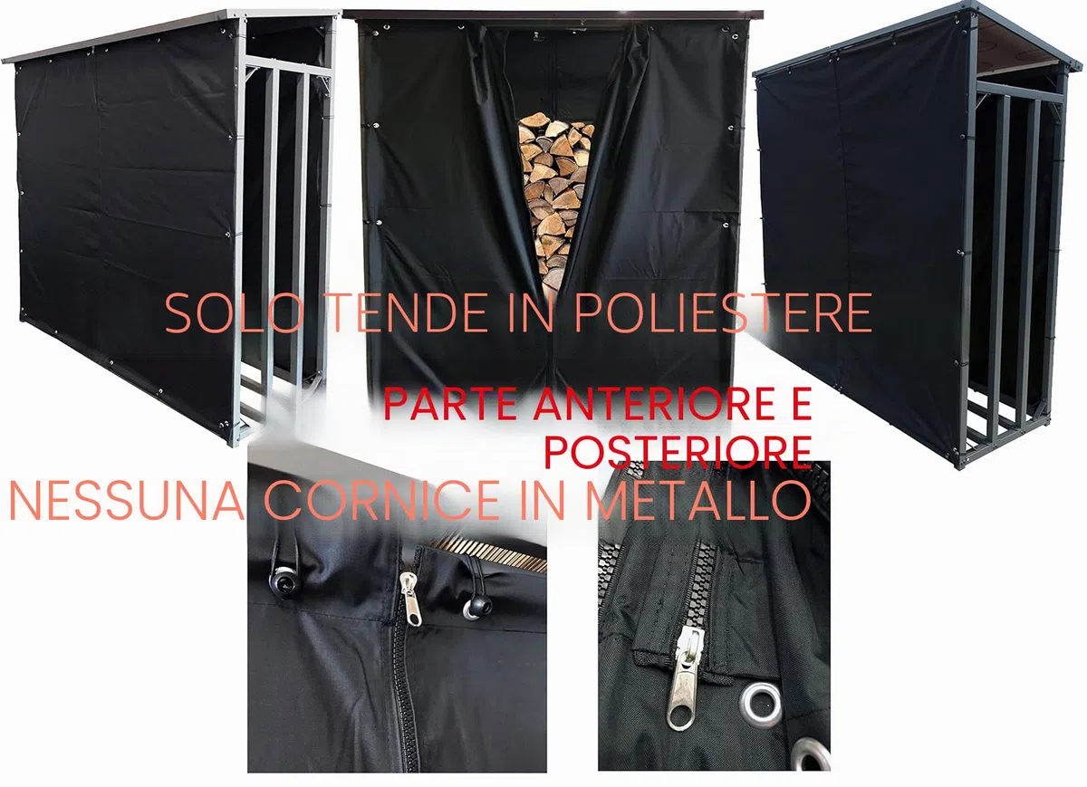 QUICK STAR Set di Protezione dalle intemperie per Riparo di Legna da ardere XXL 185x70x185cm PVC Nero