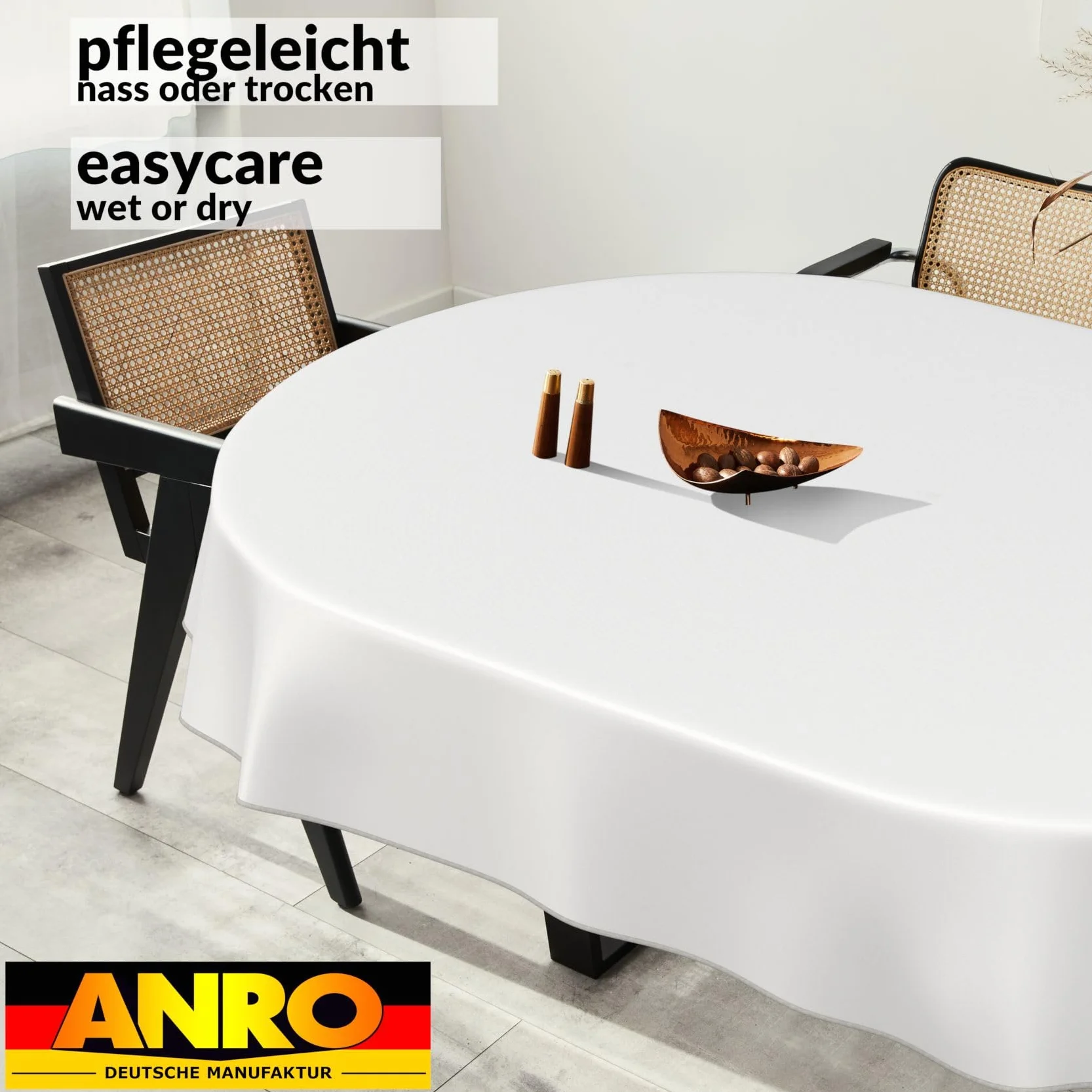 Tovaglia in tela cerata lavabile 220 x 140 cm ovale giardino interno esterno orlo bianco