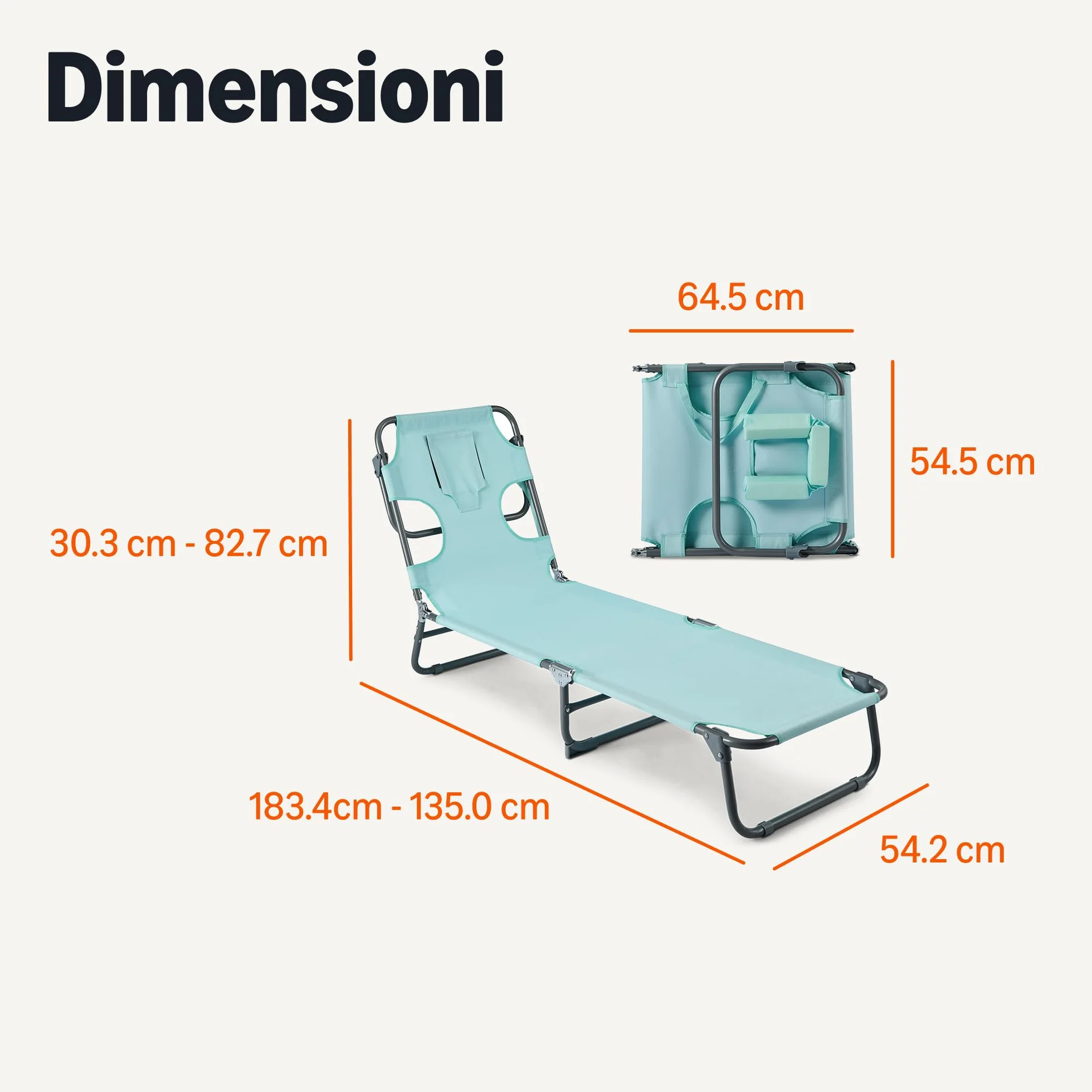 Amazon Basics Poltrona da Esterno Reclinabile Pieghevole Schienale Regolabile Blu