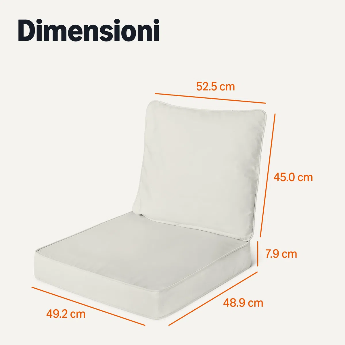 Amazon Basics Cuscino per Sedia da Giardino con Schienale 48.2x48.2x7.6 cm Beige