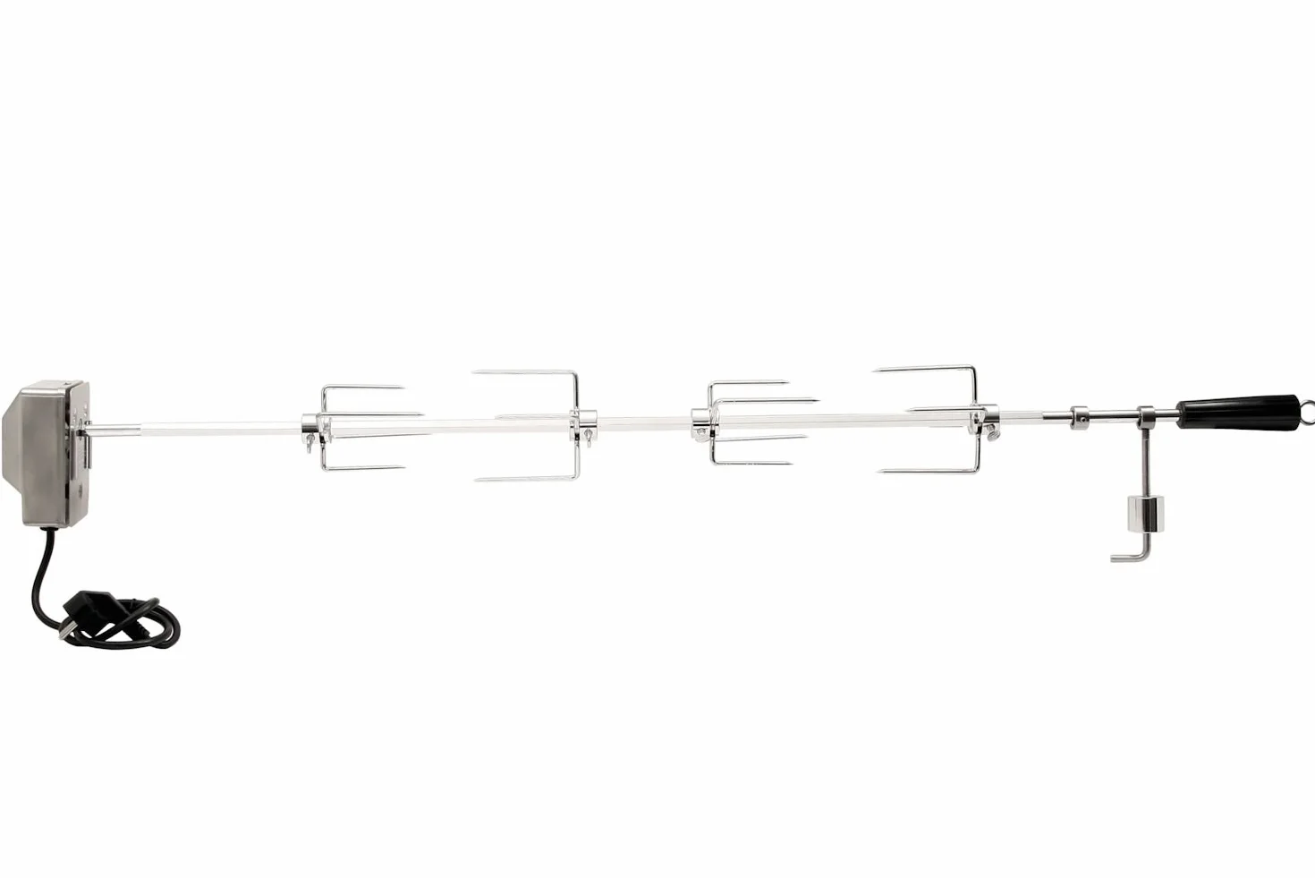 BBQ-TORO Set di spiedi per Barbecue 100 cm incl. 4X Aghi di Carne e Motore in Acciaio Inox, 220V - 240V | Girarrosto con Motore Grill | Rosticceria | Spiedo Elettrico Universale per maialini