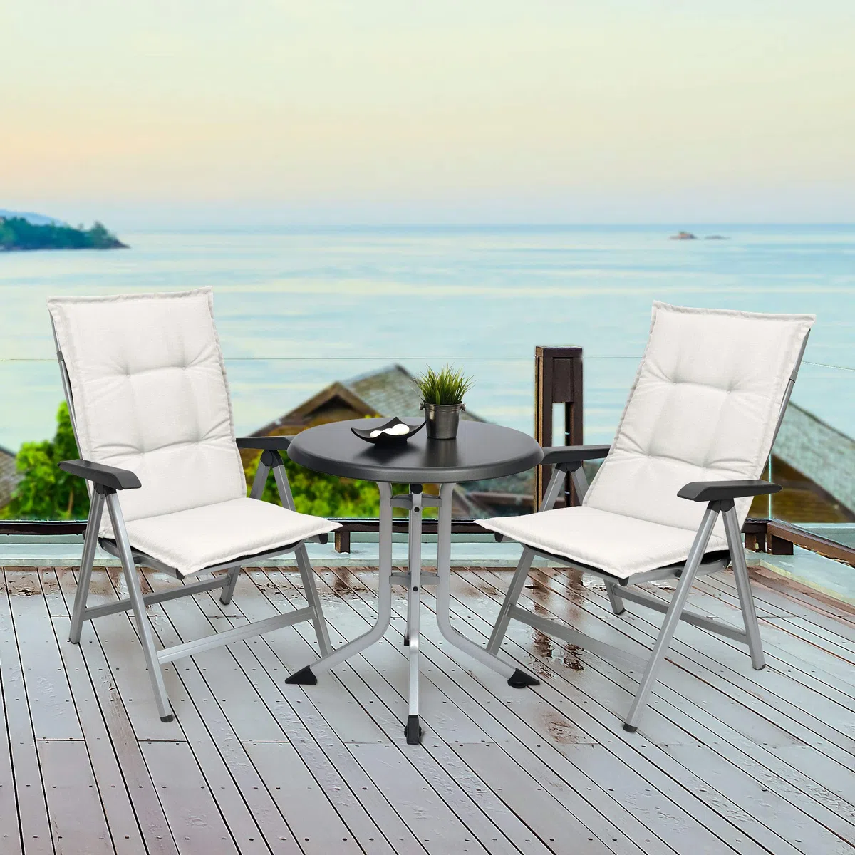Beautissu Set di 2 Cuscini per Sedie da Esterno 120x50x6 cm Beige Chiaro