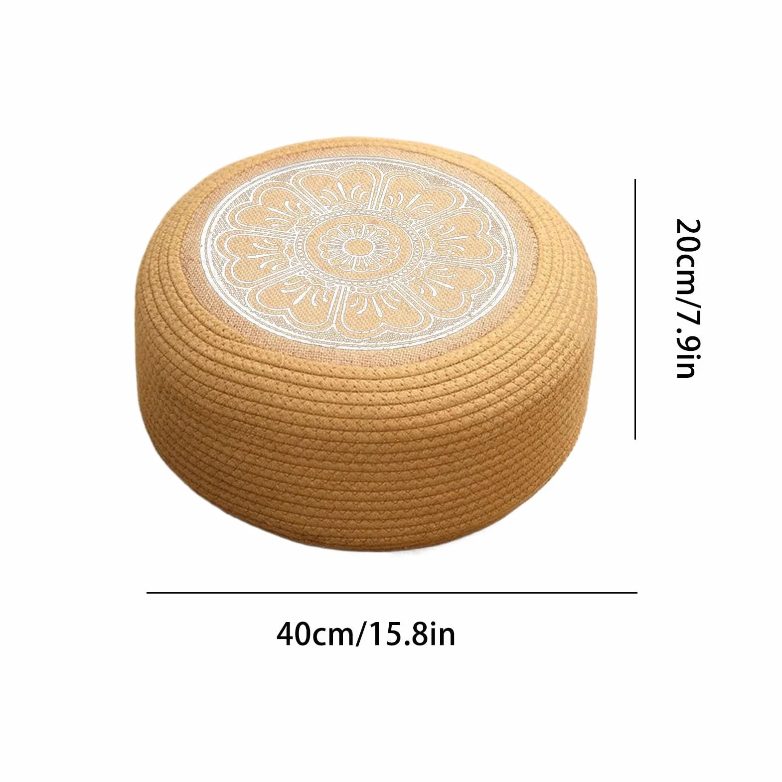 Pouf in rattan, impermeabile per esterni, 40 x 40 x 20 cm, design resistente, cuscino da pavimento in tatami intrecciato a mano per giardino rilassato, poggiapiedi versatile e seduta extra