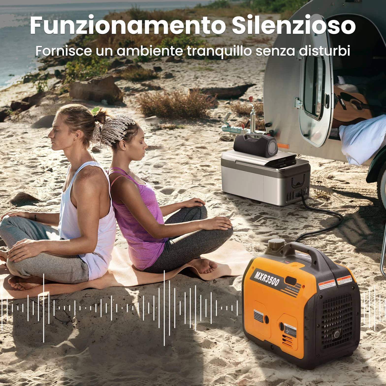maXpeedingrods 3300W Generatore di Corrente Inverter Silenziato a Benzina 4 Tempi per all'Aperto Campeggio Partito Generator Elettrico Emergenza Portatile con Prese USB e 230V Leggero per Garage
