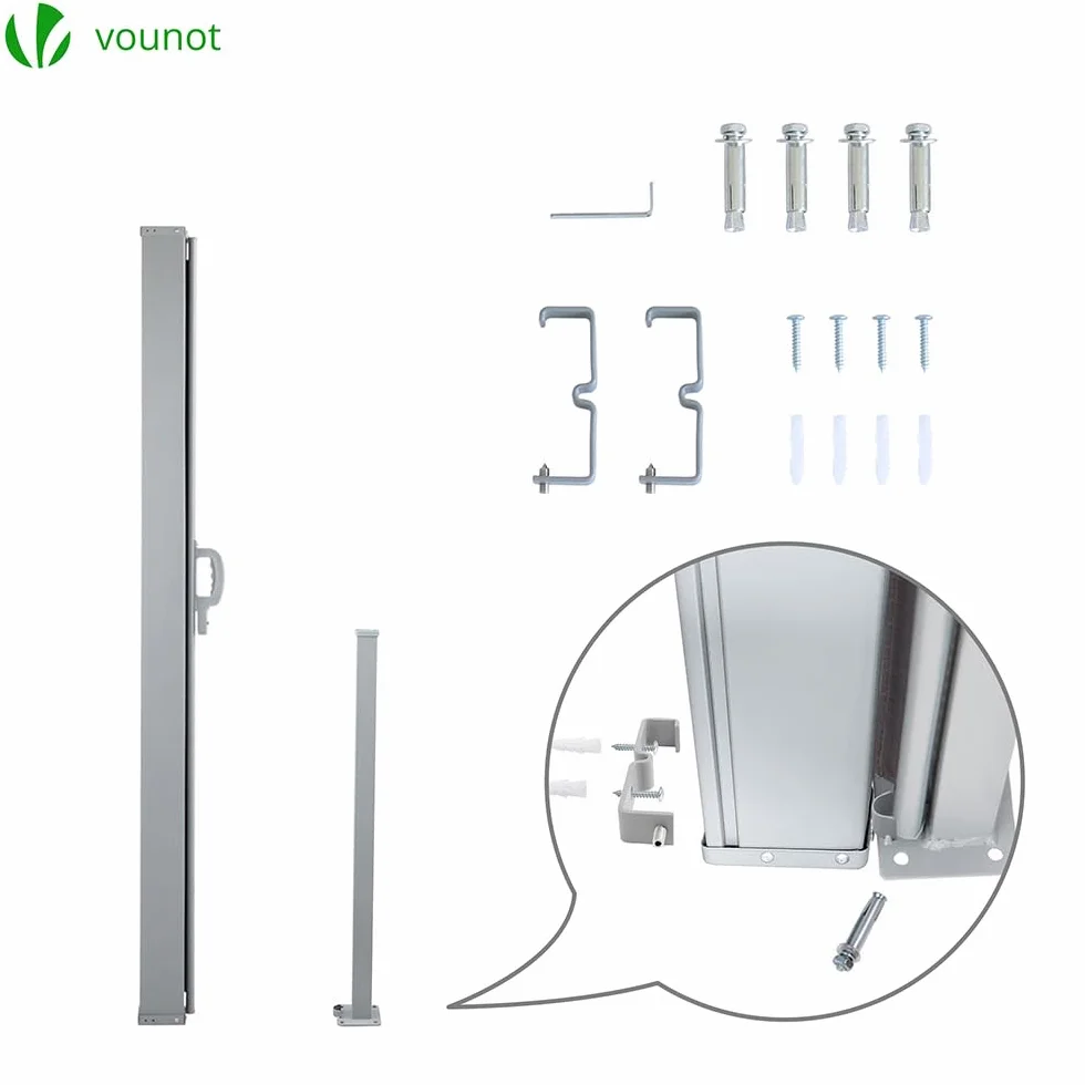 Tenda Paravento Laterale Riavvolgibile Antivento Protezione Privacy 180 x 300 cm Marrone Scuro