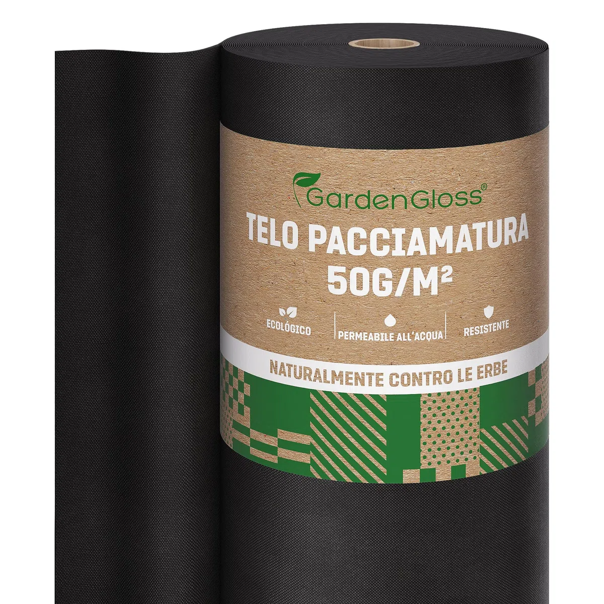 GardenGloss Telo Pacciamatura 50m² 50g/m² Resistente allo Strappo Permeabile all'Acqua Resistenza UV Nero Orto 50m x 1m