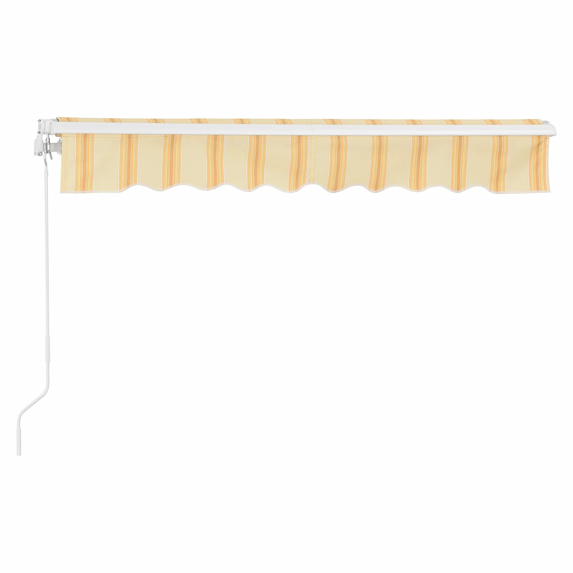 Tenda da Sole a Muro con Bracci Estensibili 300x250 cm Protezione UV Balconi Terrazze Giallo/Bianco