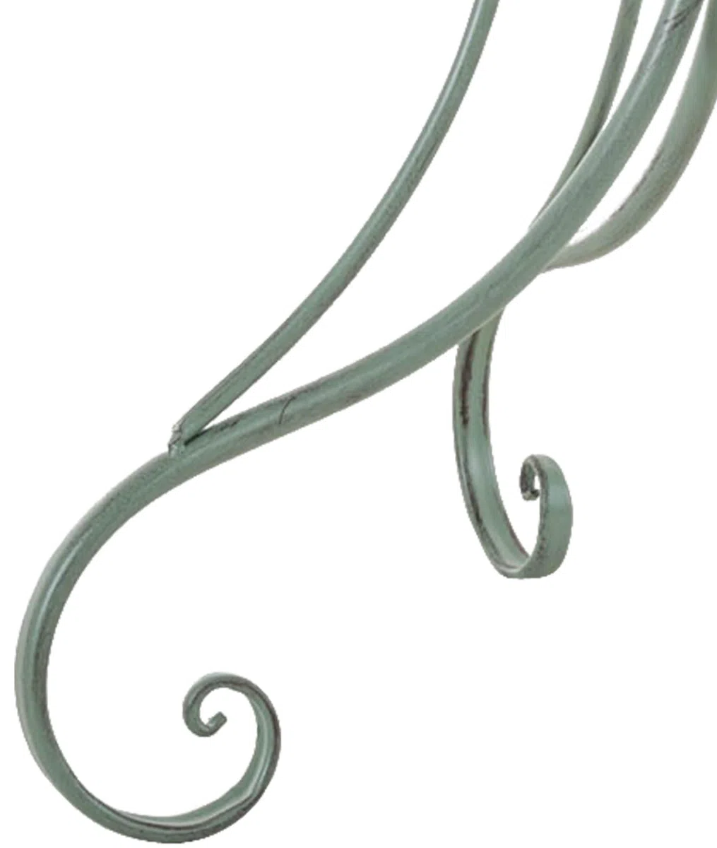 Tavolino in Ferro Giardino Tondo Outdoor Stile Rustico Salotto Design Antico-Verde