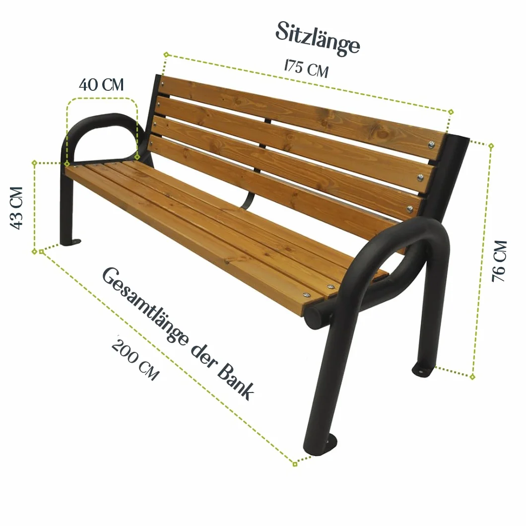 Panchina da Esterno - Panchina da Giardino e da Parco - Panca da Esterno Resistente alle Intemperie - Panchine da Esterno (Primario Noce, 200cm - Lunghezza Totale della Panca)