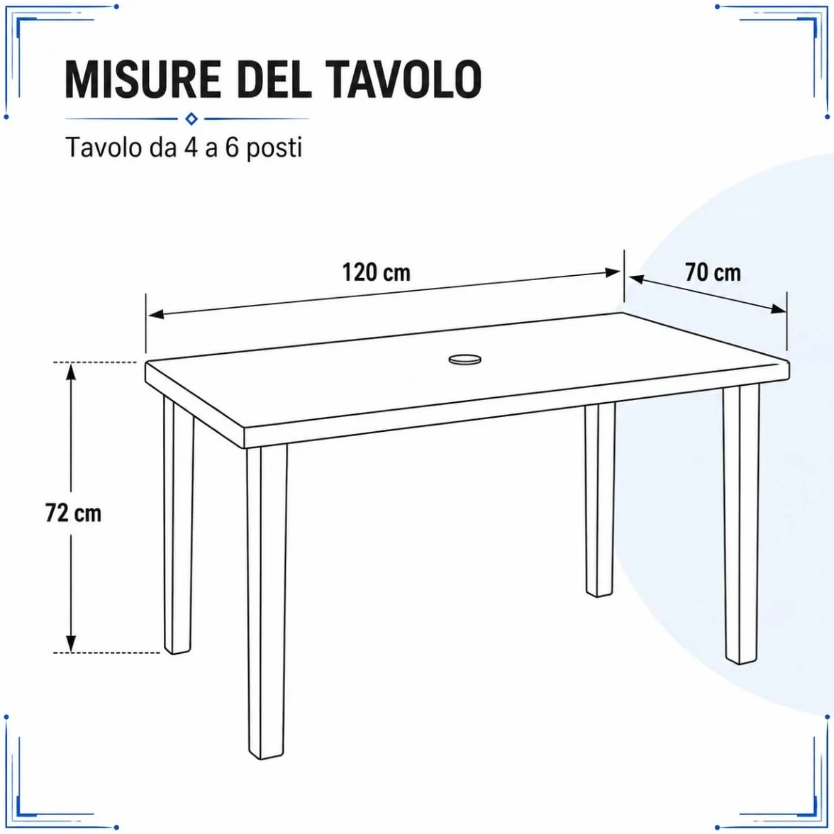 Tomaino Marshall Tavolo e Sedie da Giardino in Plastica 4 Posti ANTRACITE