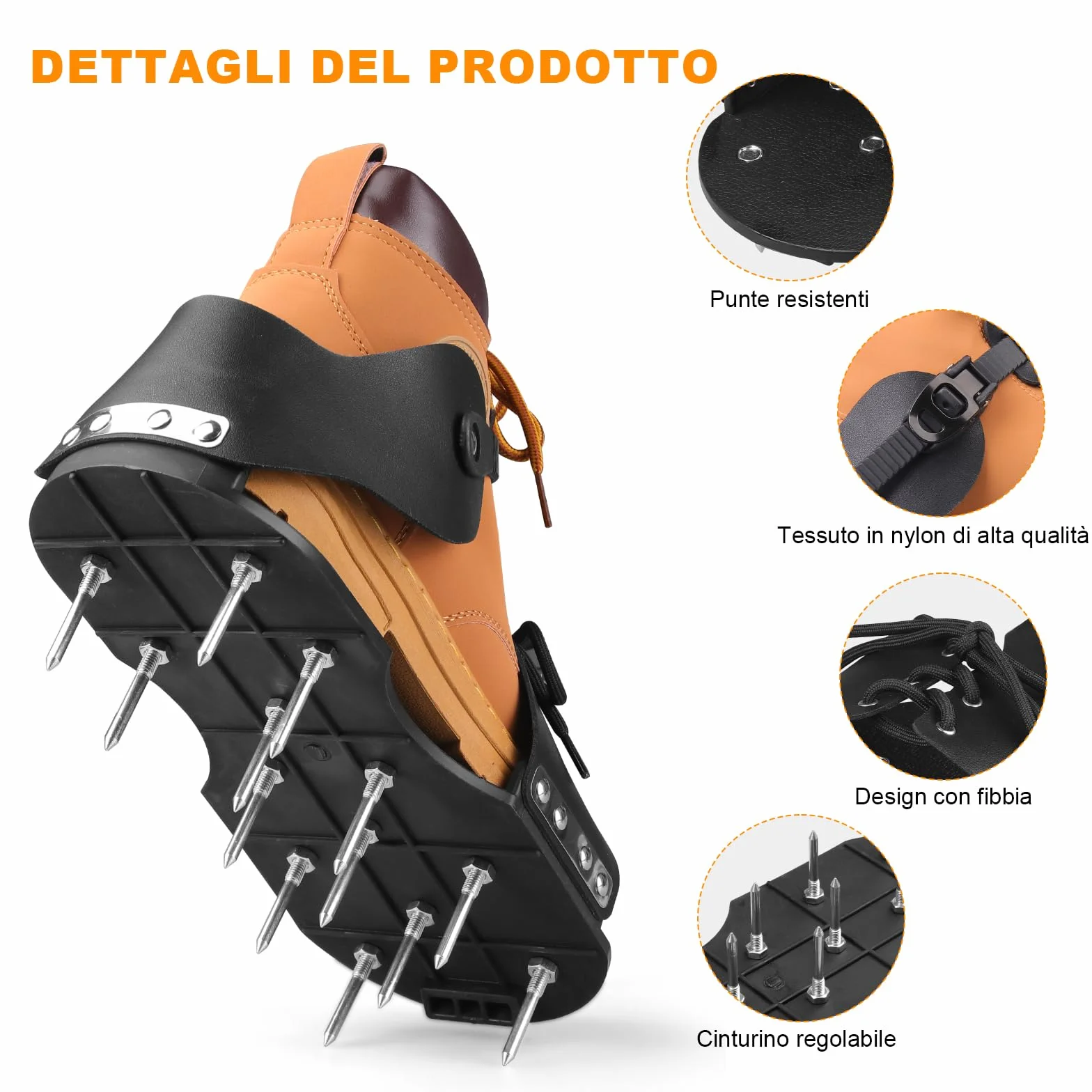 Arieggiatore Prato Scarpe Chiodate | Scarpe Chiodate per Prato, Arieggiatore Scarpe con Cinghie Regolabili Aeratore Prato e Giardino con Chiodi in Acciaio Prato per Terrazza, Prato (Nero)
