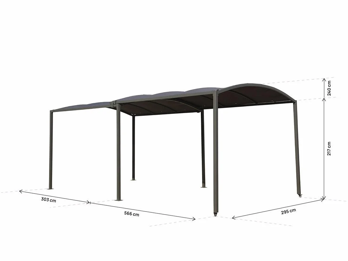 Habitat et Jardin Mathis Tettoia in Metallo Estensibile 303/566 x 295 x 240 cm Antracite