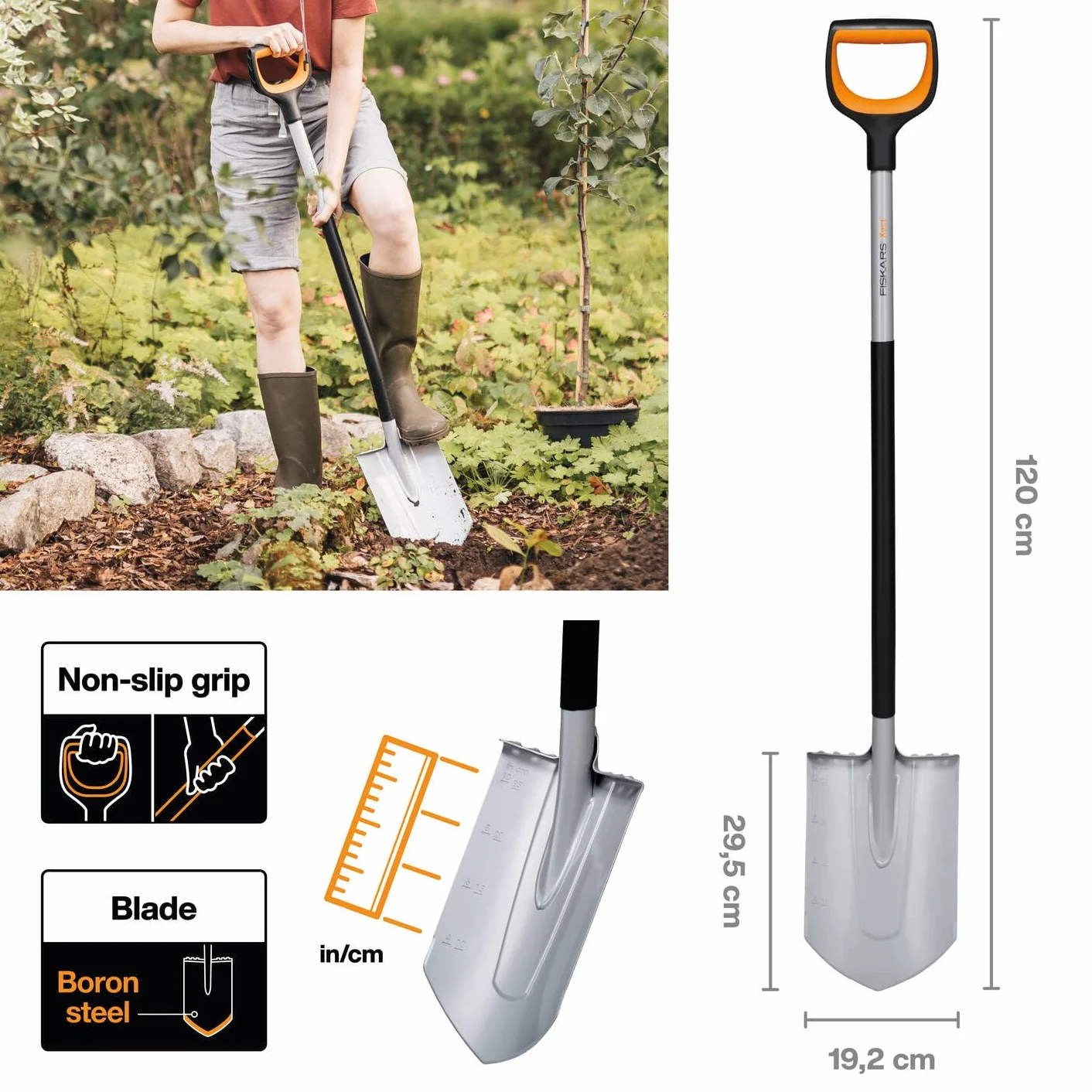 Fiskars Vanga a Punta per Terreni Duri e Sassosi, Lunghezza: 120 cm, Lama in Resistente Acciaio al Boro, Nero/Arancione, Xact, 1066729