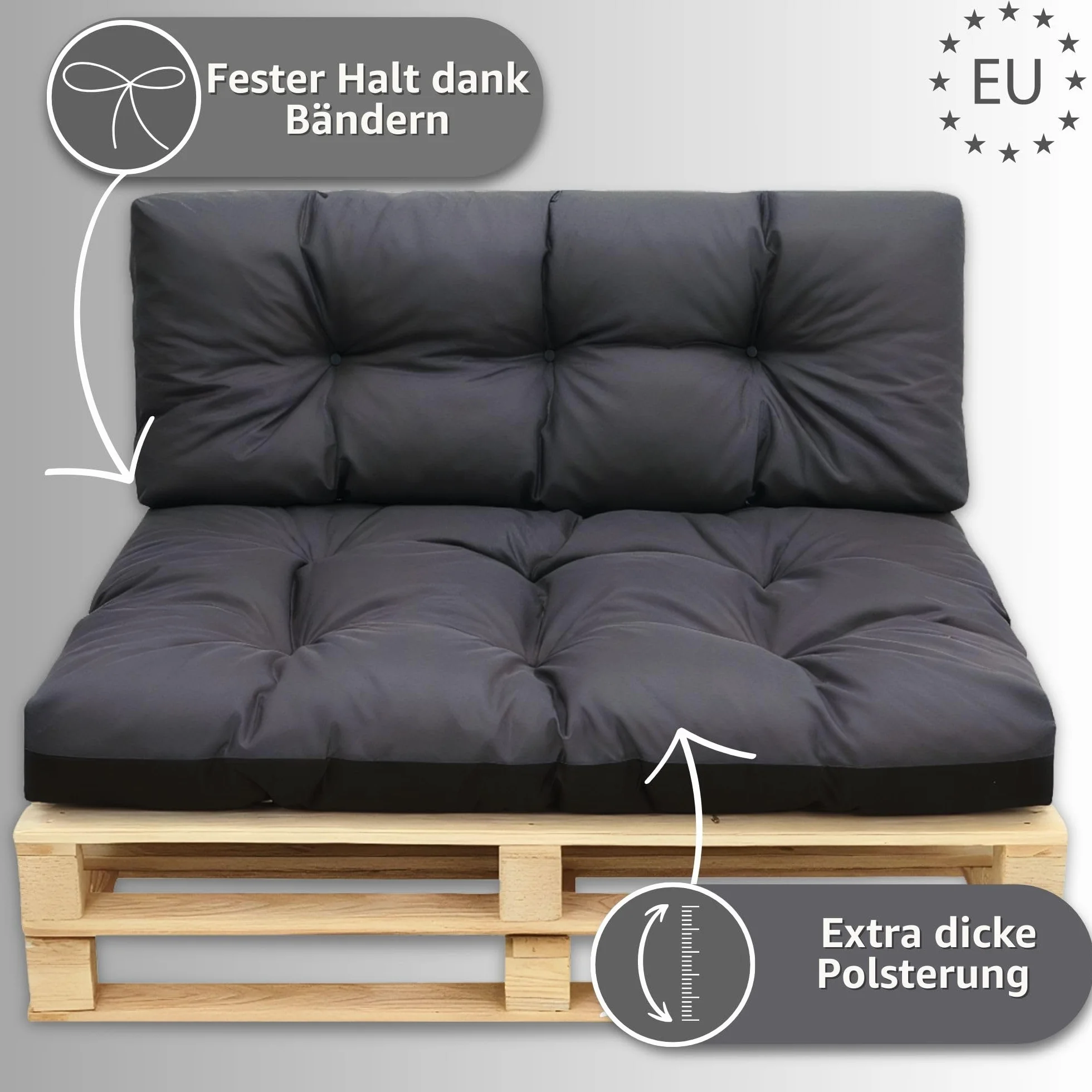 Amazinggirl Cuscini per pallet esterno Cuscino per seduta 120x80 cm - per bancali grandi schienale o seduta da divano panchina da giardino balcone e terrazza 120 x 80 Jeans Lino Ecologico