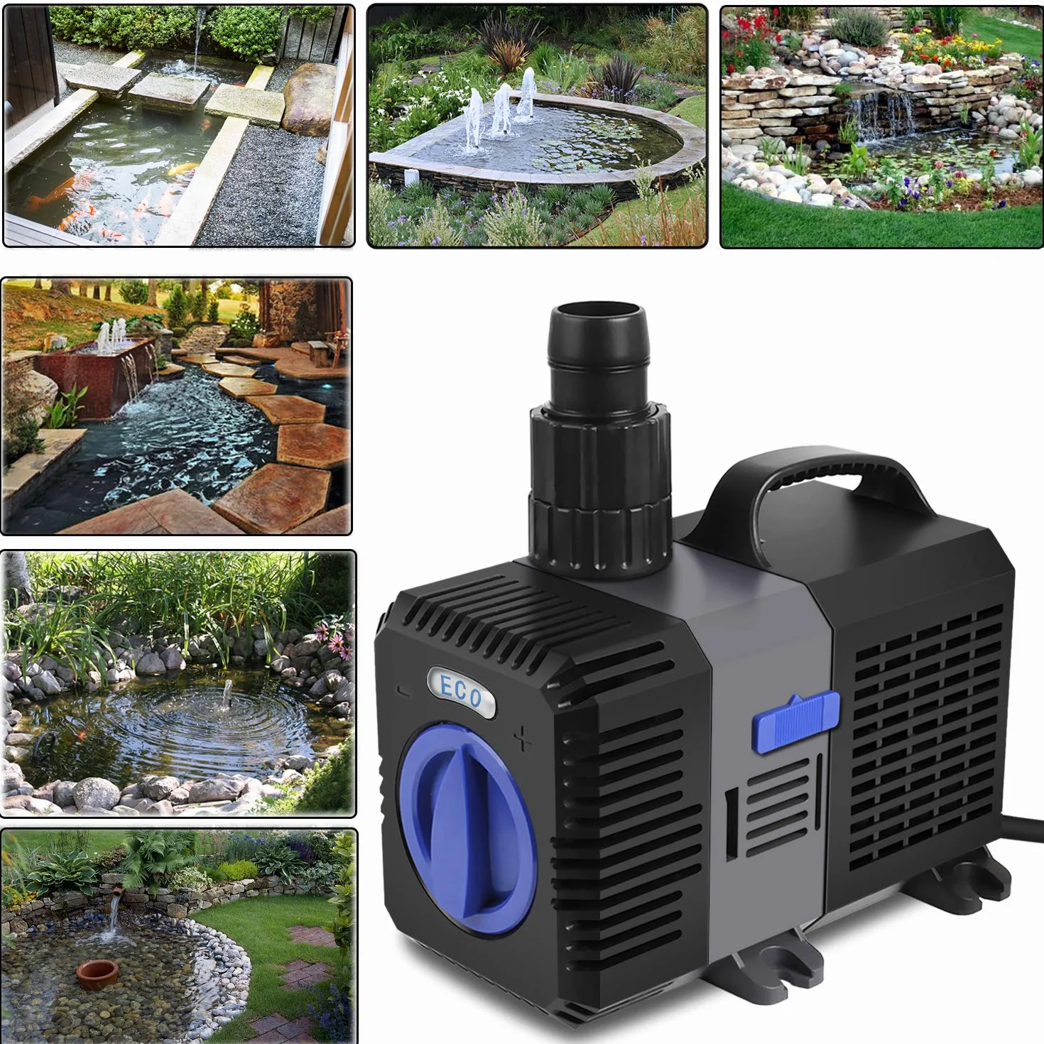 Forever Speed Super Eco - Pompa per laghetti con filtro dell'acqua, a risparmio energetico, per vasche idriche, torrenti, ideale per laghetti per carpe koi 3000L/H 10W