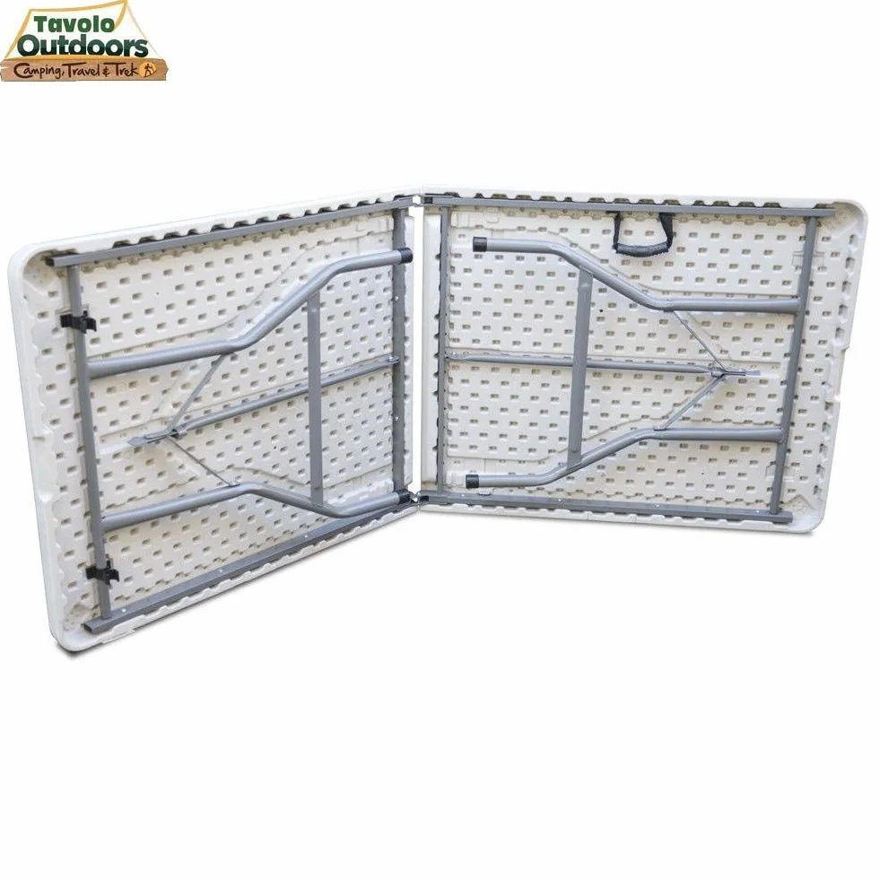 BAKAJI Tavolo Pieghevole in Resina HDPE 183x76x72cm Struttura in Metallo Rinforzato