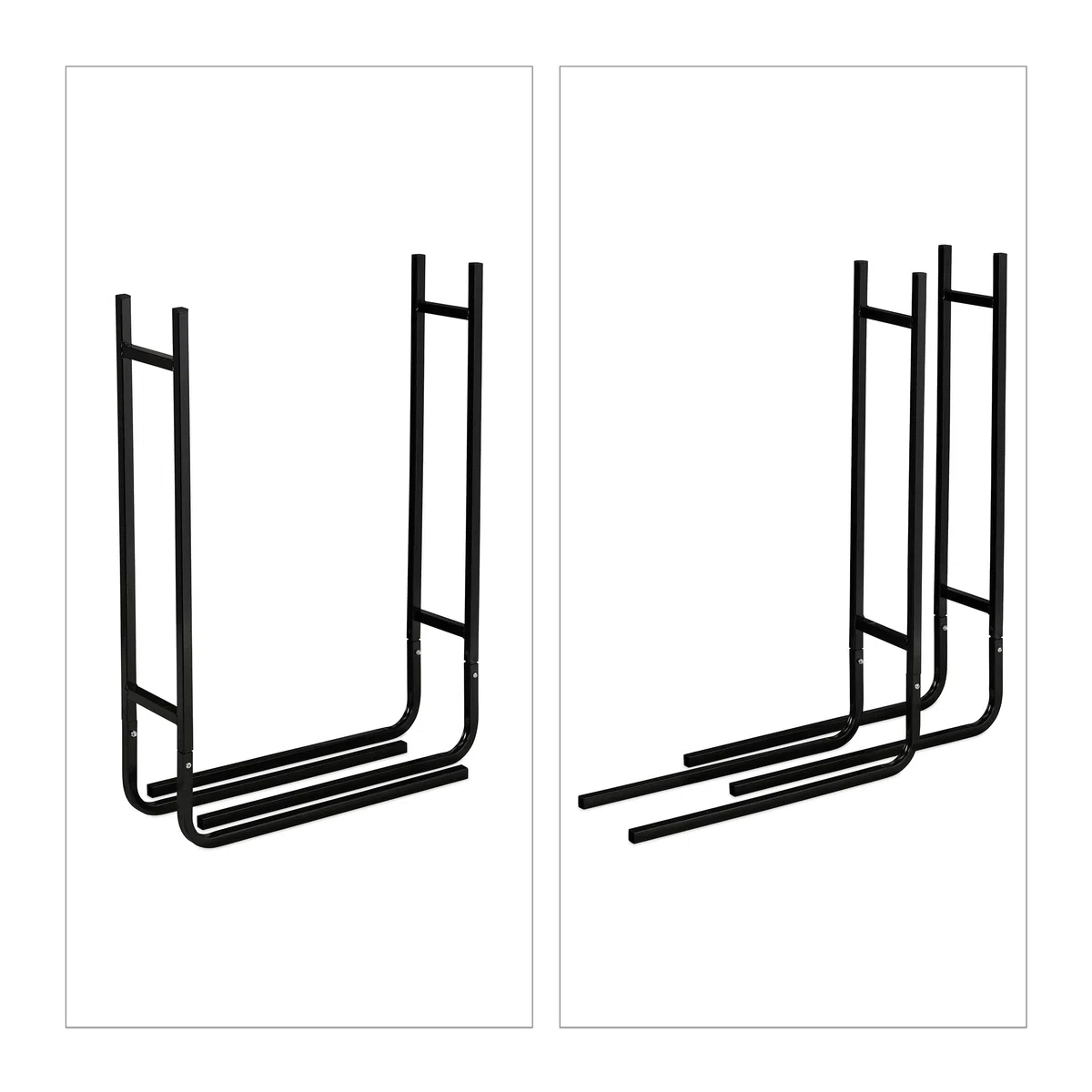 Relaxdays Scaffale Portalegna in Metallo, Fino a 100 kg, HxLxP 91x123x19,5 cm, Nero