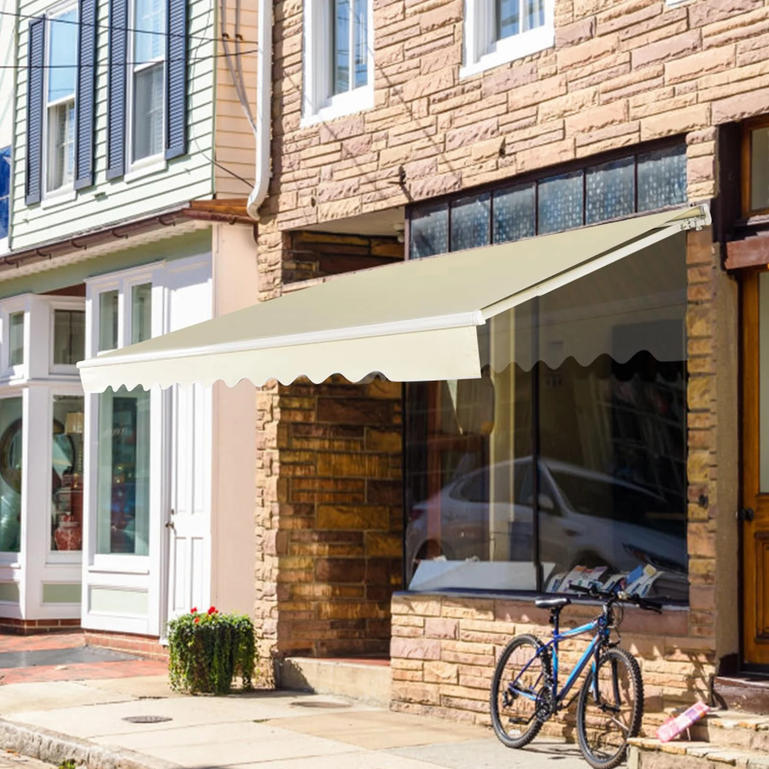 COSTWAY Tenda da Sole per Esterno Avvolgibile 3,6 x 3 M, Bracci Estensibili in Alluminio, Resistente al Sole e Impermeabile, Beige