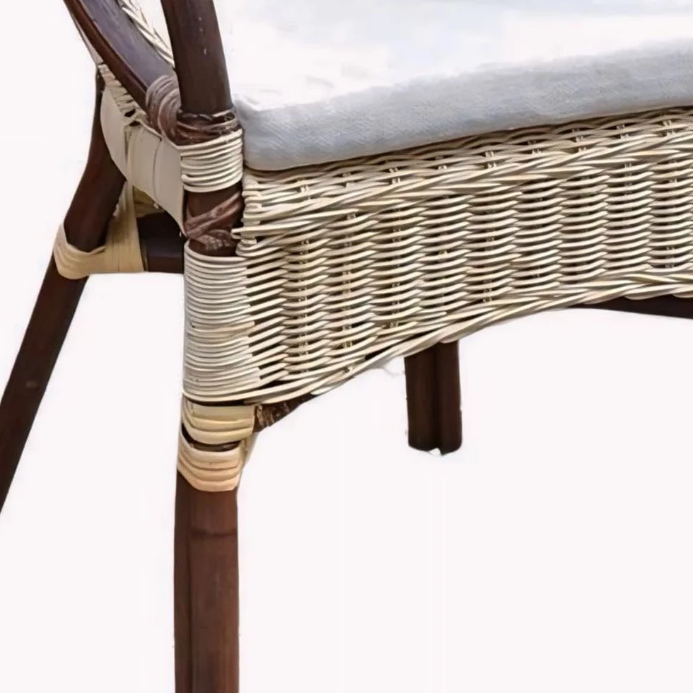 Poltrona in vimini mandolino marrone giunco naturale bambù con cuscino