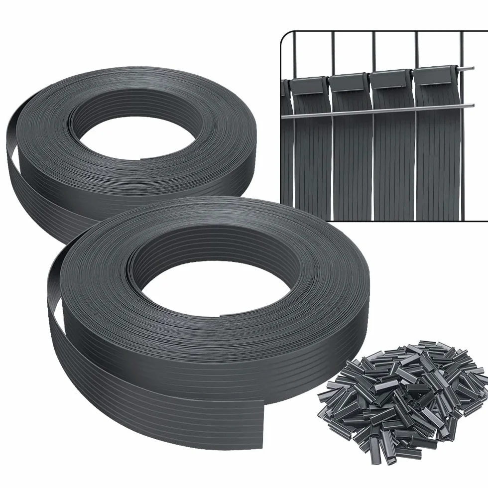 VOUNOT® Strisce di Protezione in PVC per Recinzioni da Giardino e Recinzioni a Doppia Asta 150m x 4.7cm, Strisce Frangivista in PVC con 300 Clip di Fissaggio, Grigio